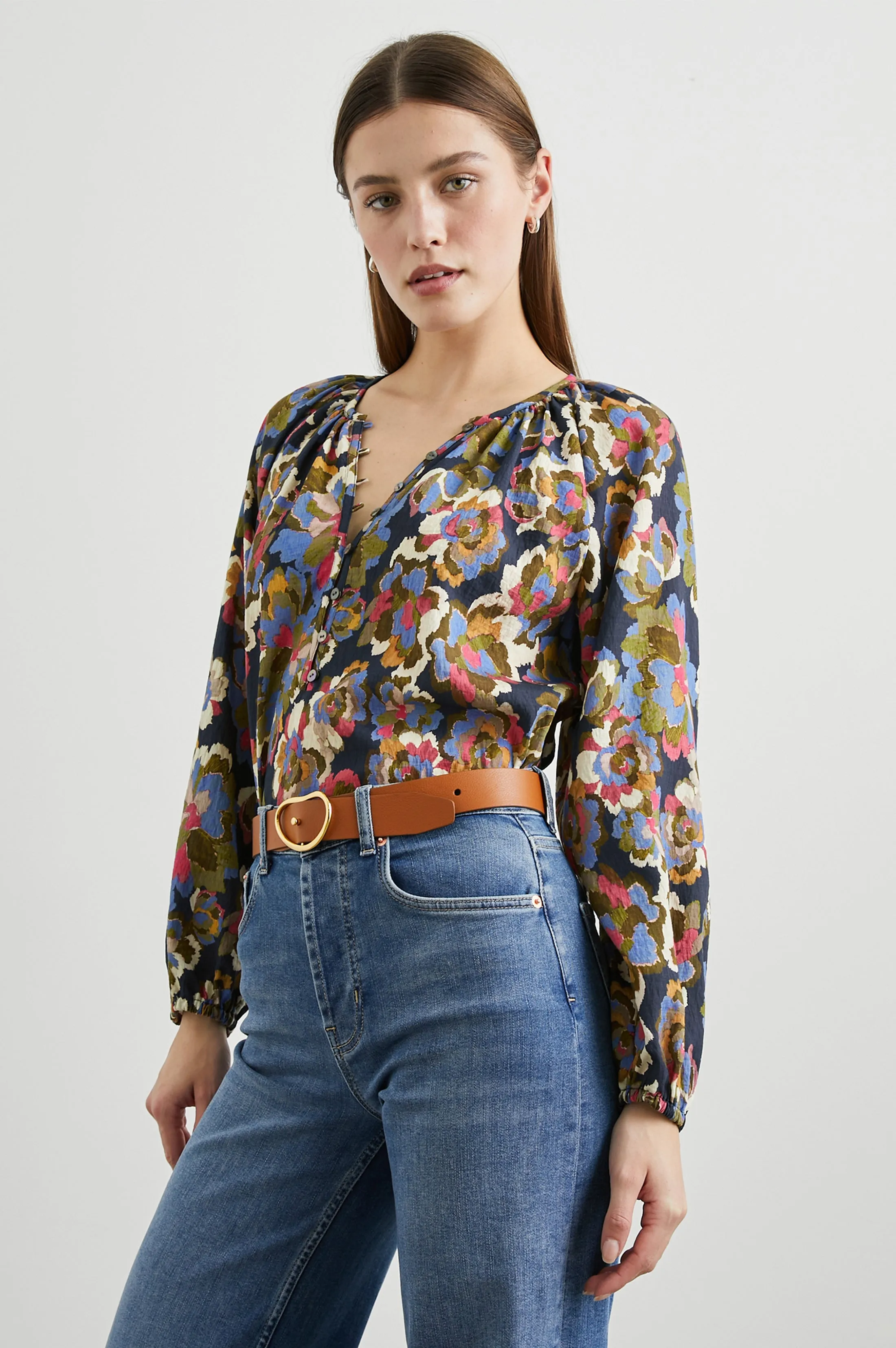 INDI TOP - NAVY WILDFLOWER sold by Rails