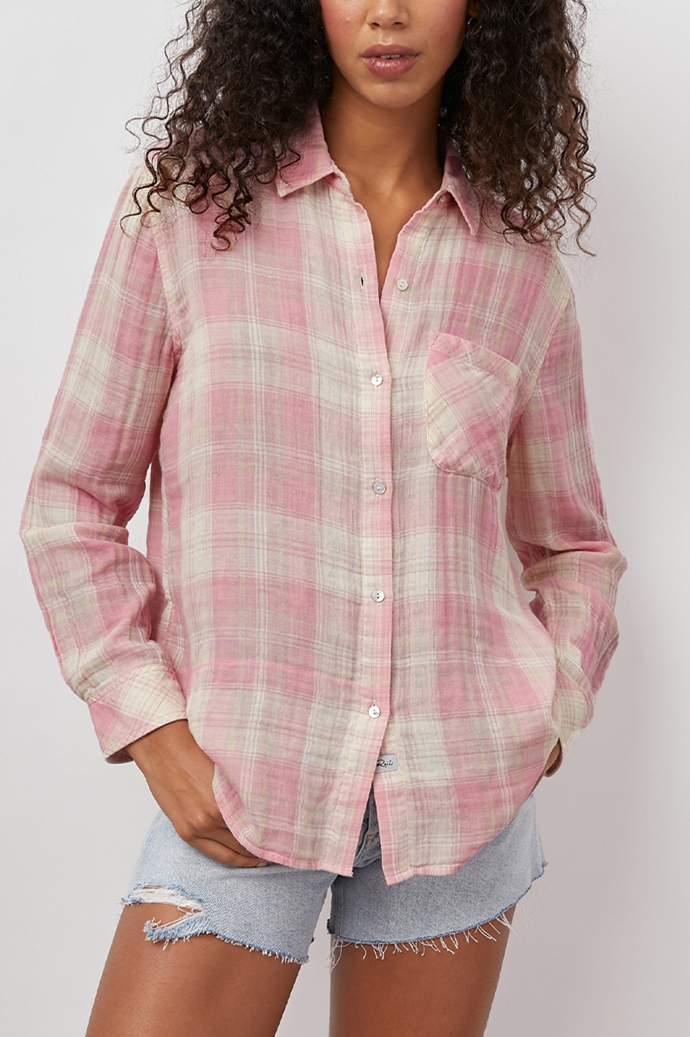 ELLIS SHIRT - ROSE SAND IVORY sold by Rails