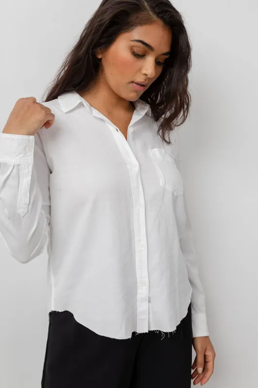 INGRID RAW HEM SHIRT - WHITE sold by Rails