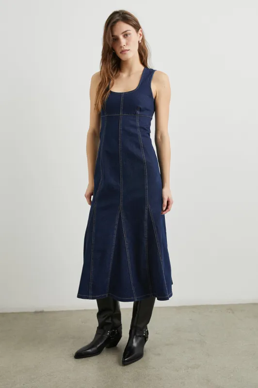 MINNA DRESS - RINSE INDIGO sold by Rails