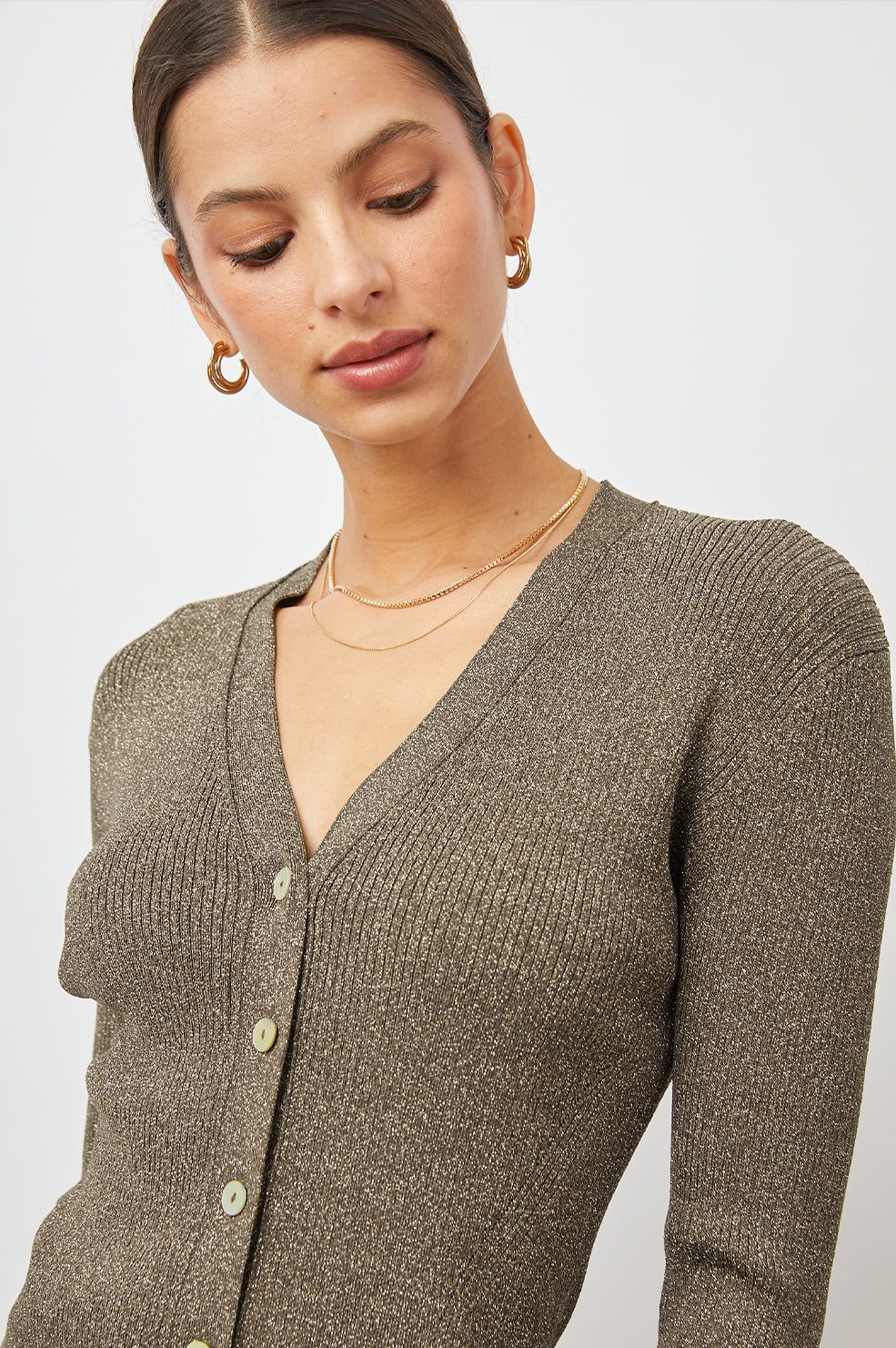 BEAU CARDIGAN - GOLD LUREX sold by Rails product image thumbnail 2