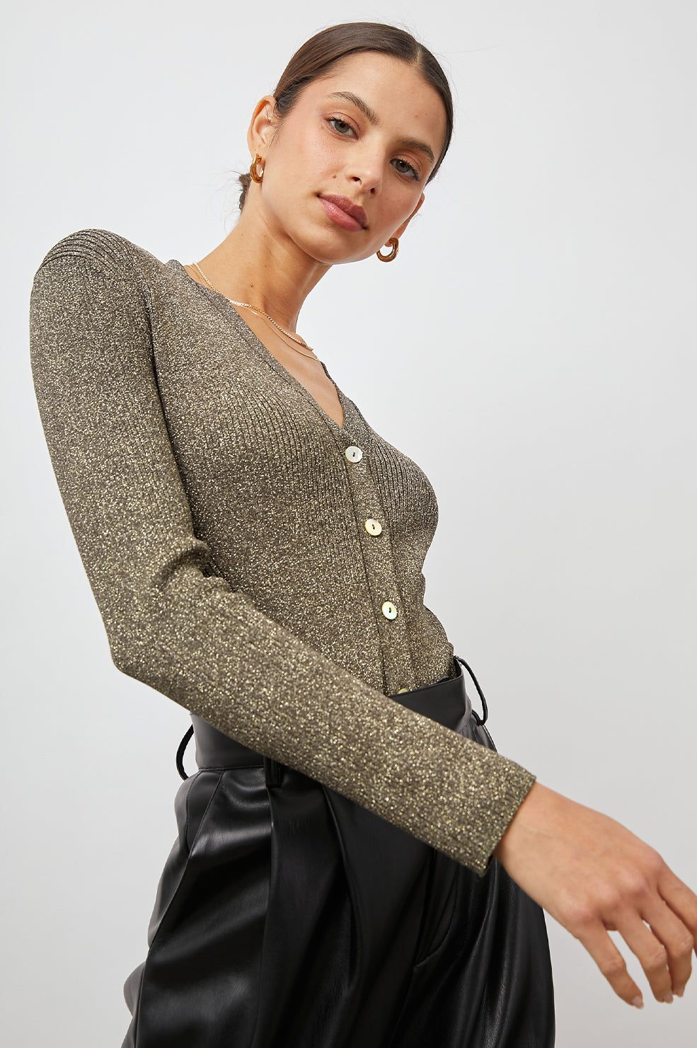 BEAU CARDIGAN - GOLD LUREX sold by Rails product image thumbnail 4