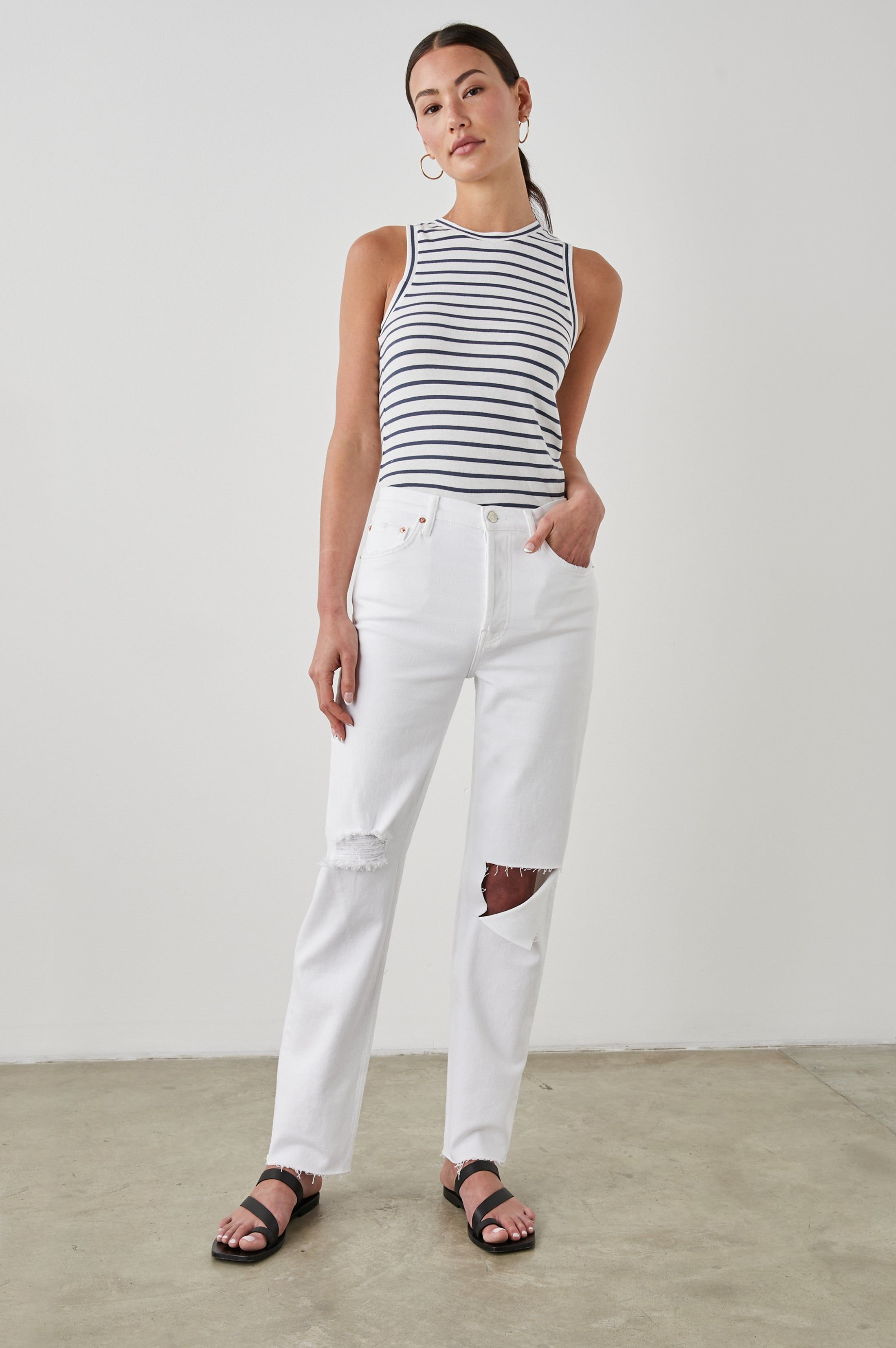 THE RACER TANK - SAILOR STRIPE NAVY sold by Rails product image thumbnail 3