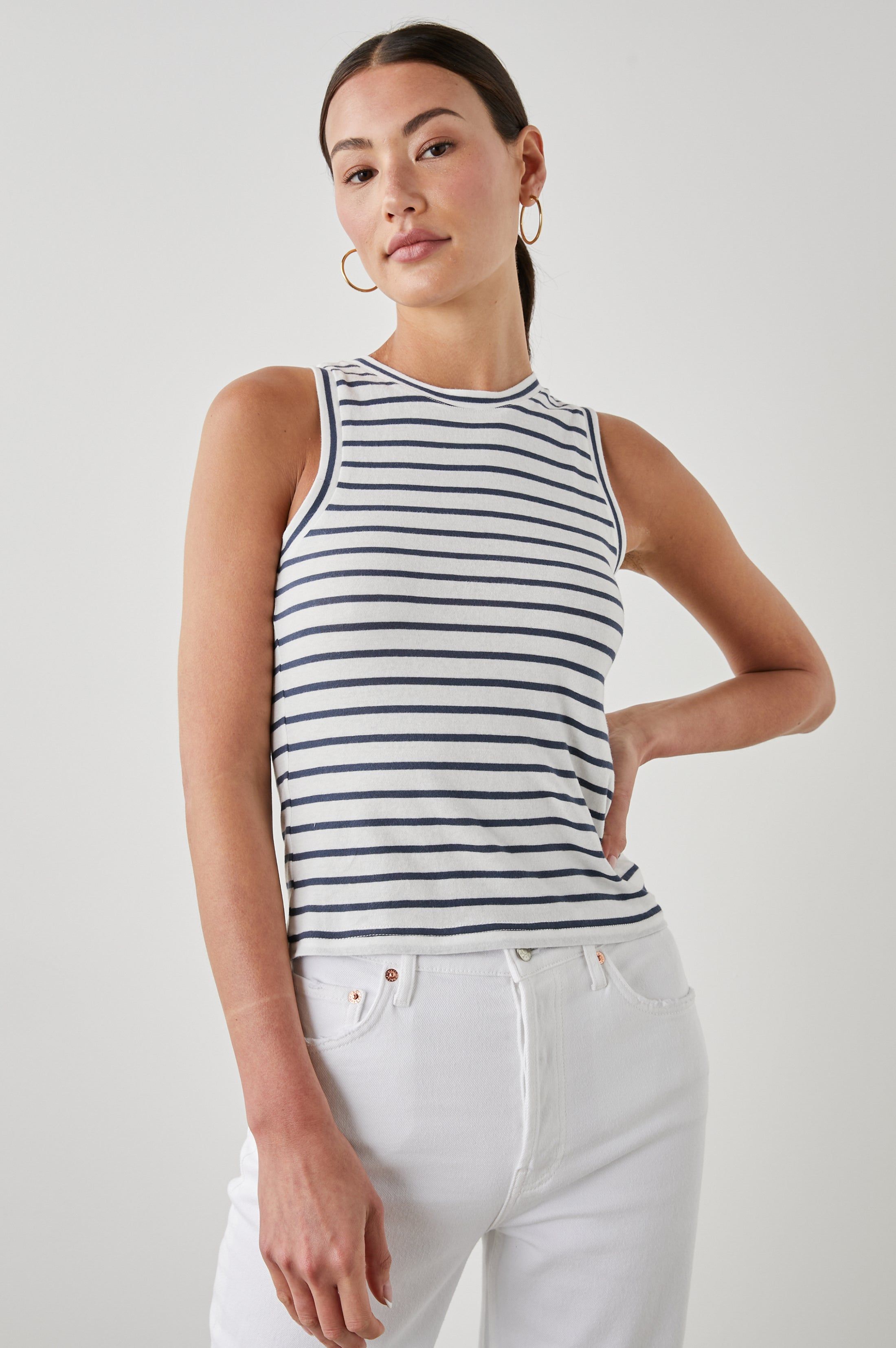 THE RACER TANK - SAILOR STRIPE NAVY sold by Rails
