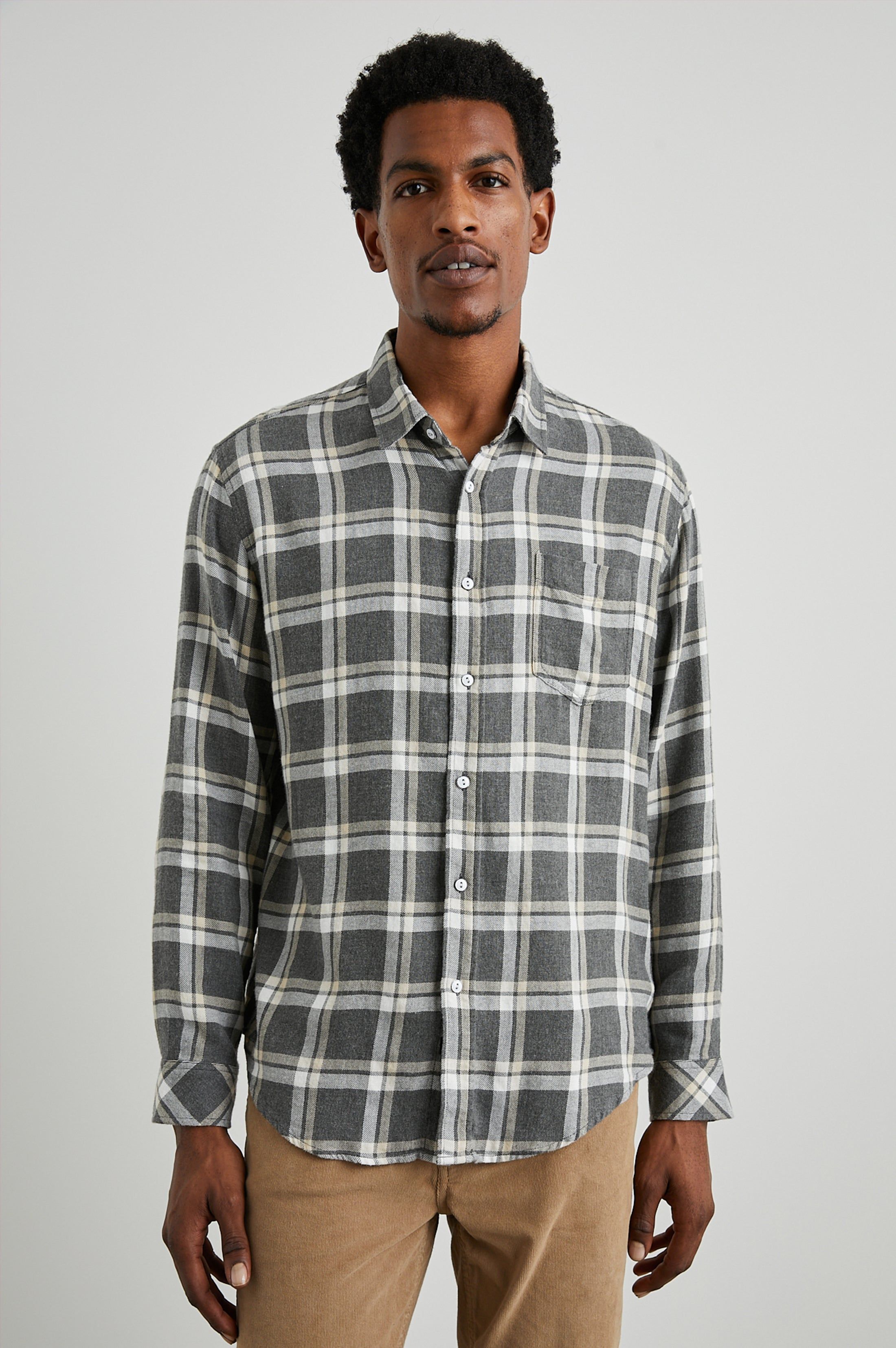 LENNOX SHIRT - CHARCOAL GHURKA MELANGE sold by Rails