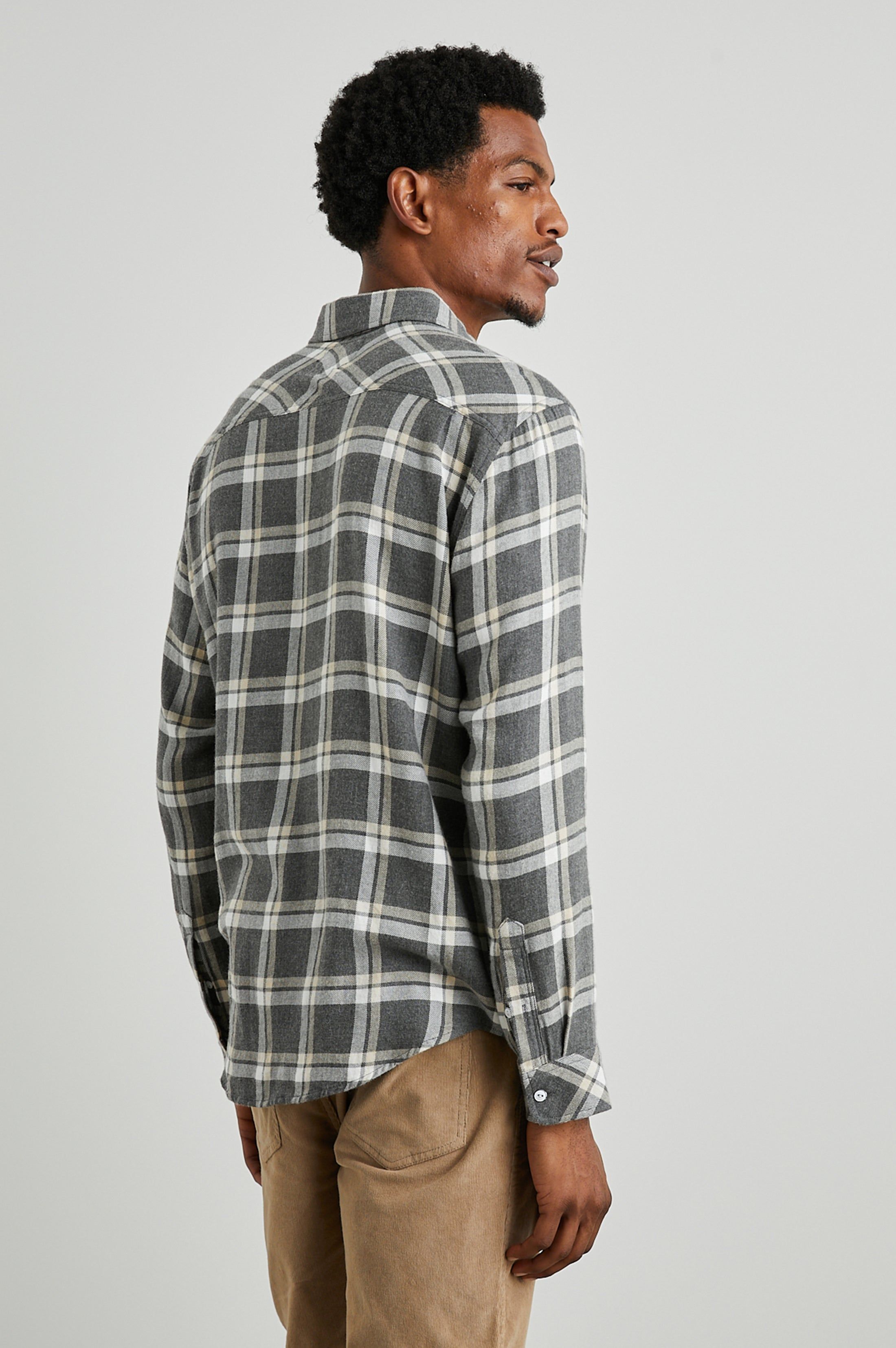 LENNOX SHIRT - CHARCOAL GHURKA MELANGE sold by Rails product image thumbnail 4