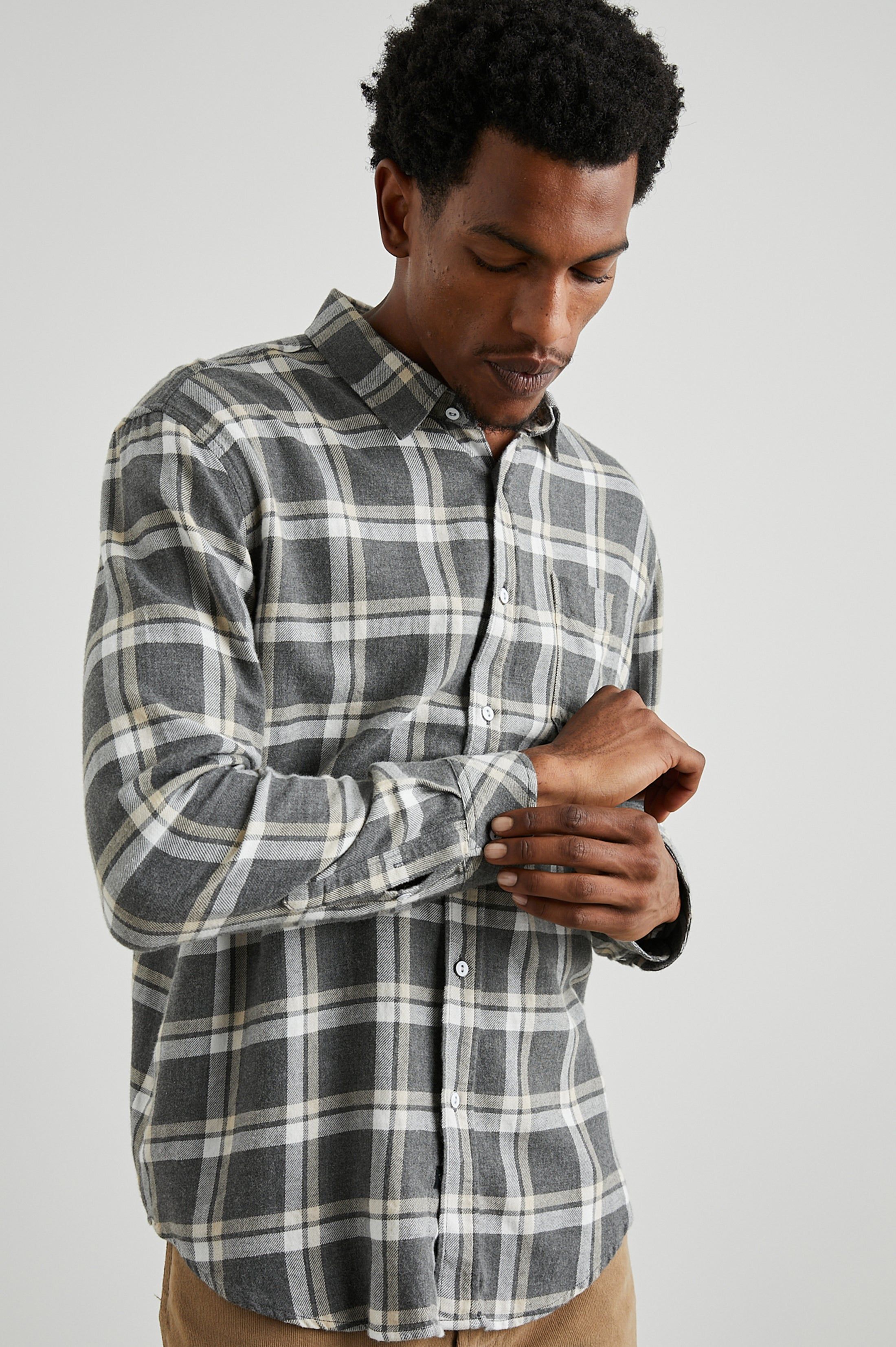 LENNOX SHIRT - CHARCOAL GHURKA MELANGE sold by Rails product image thumbnail 3