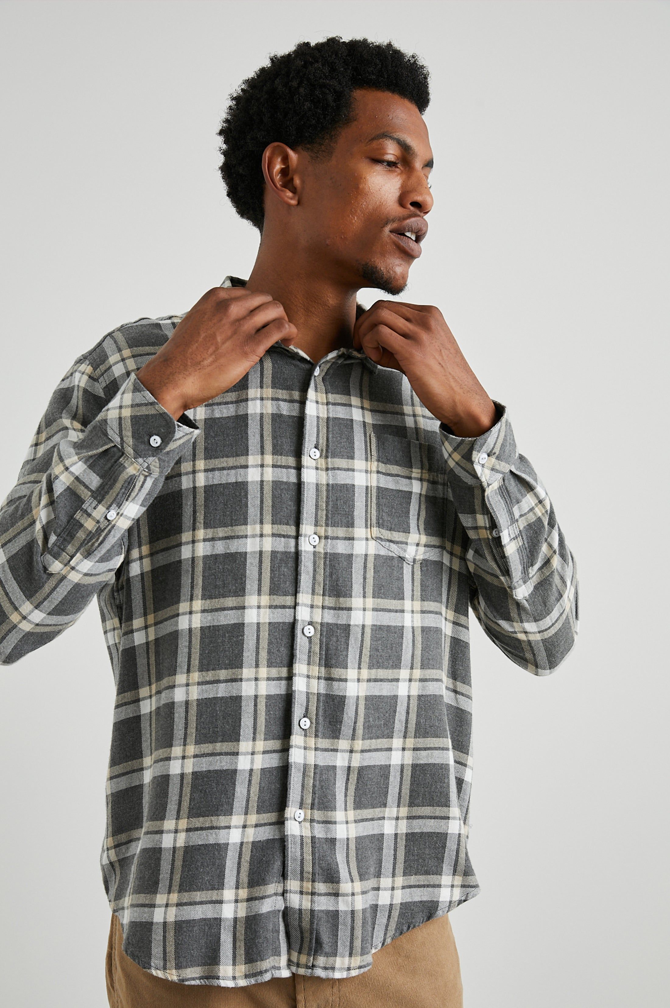 LENNOX SHIRT - CHARCOAL GHURKA MELANGE sold by Rails product image thumbnail 2