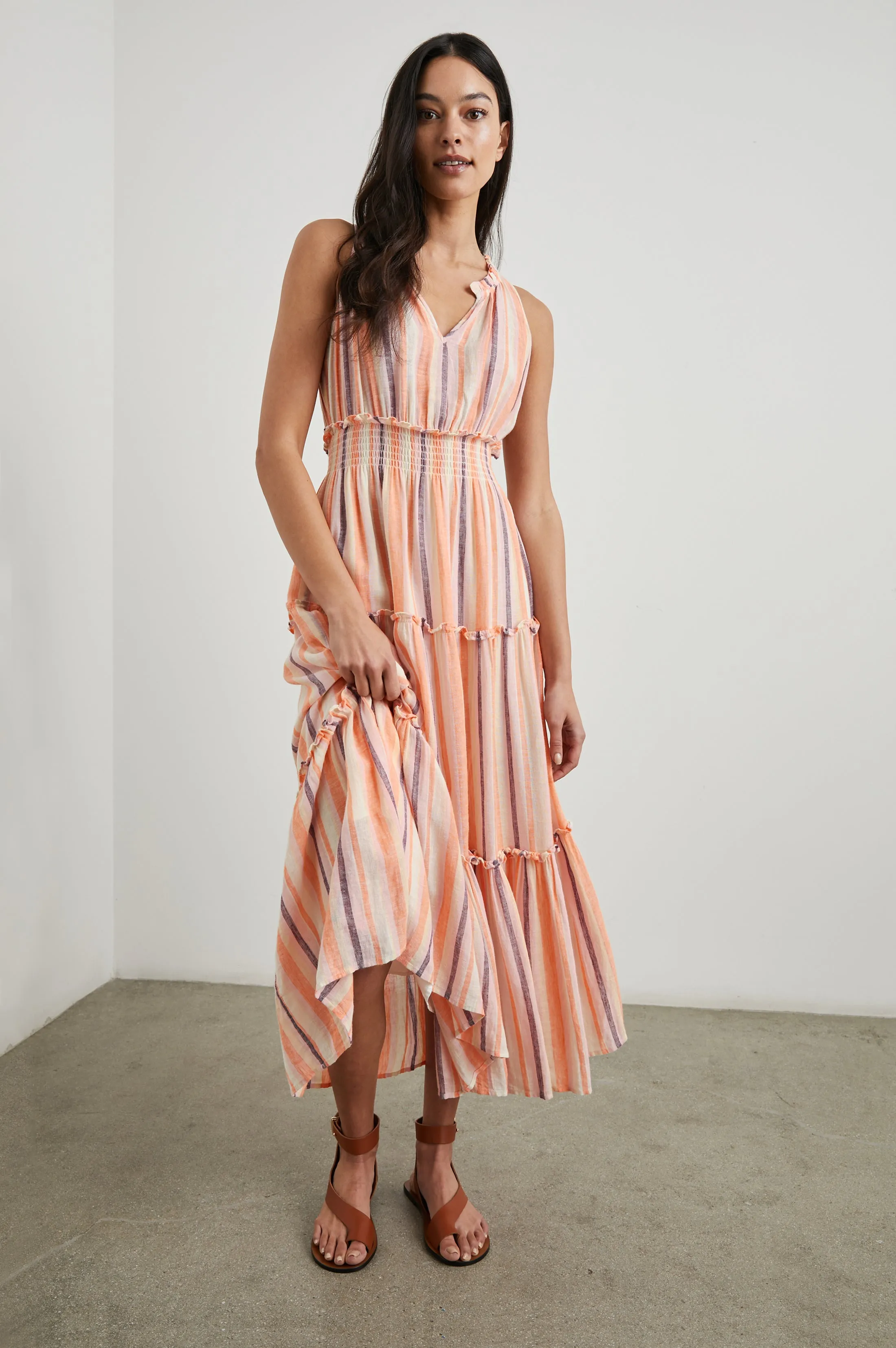 LOULOU DRESS - PAPAYA STRIPE sold by Rails product image thumbnail 3
