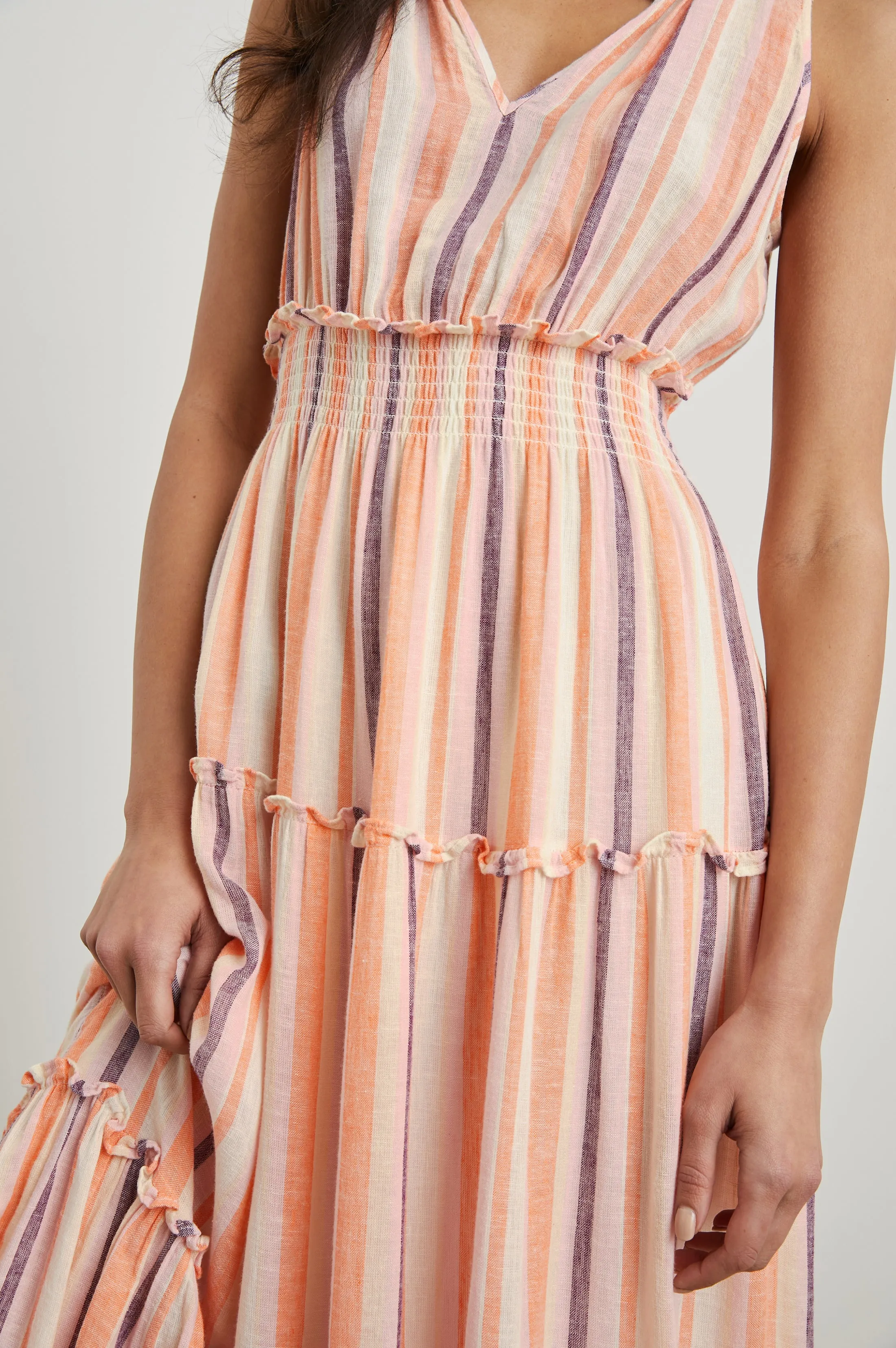 LOULOU DRESS - PAPAYA STRIPE sold by Rails product image thumbnail 2