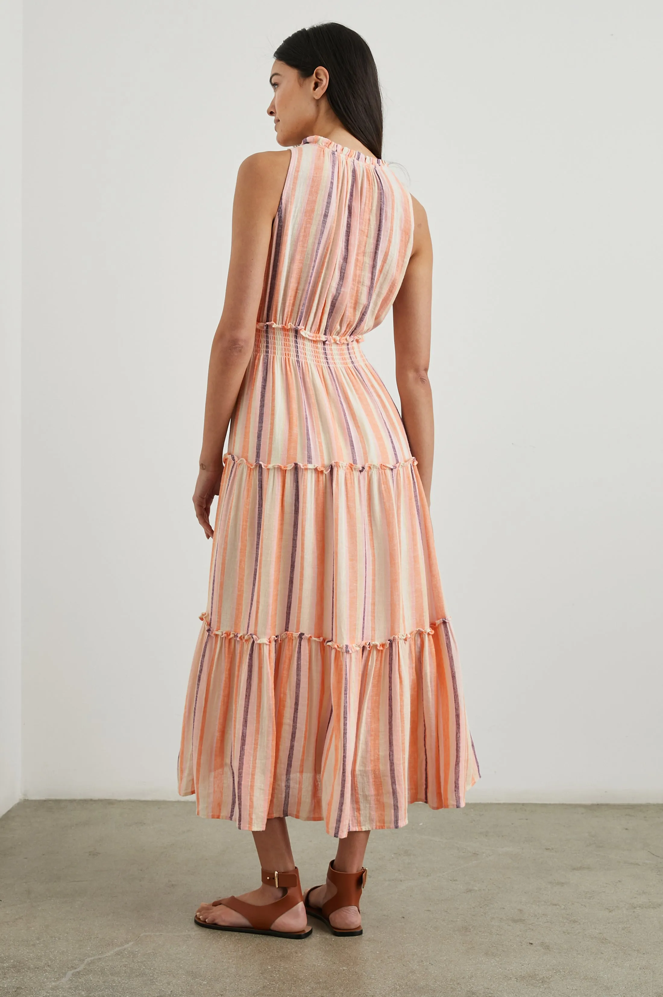 LOULOU DRESS - PAPAYA STRIPE sold by Rails product image thumbnail 5