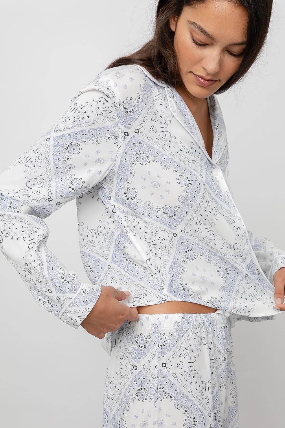 KELLEN PAJAMA SET - IVORY BLUE BANDANA sold by Rails product image thumbnail 3