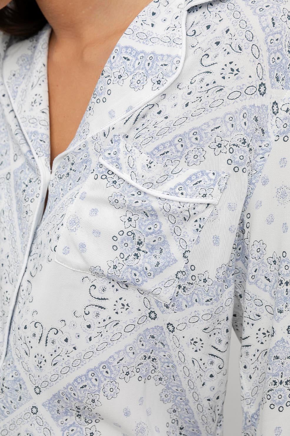 KELLEN PAJAMA SET - IVORY BLUE BANDANA sold by Rails product image thumbnail 2