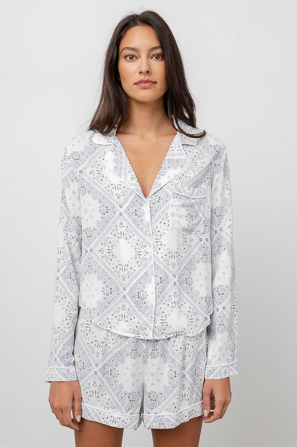 KELLEN PAJAMA SET - IVORY BLUE BANDANA sold by Rails product image thumbnail 4