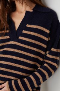 HARRIS SWEATER - CAMEL NAVY STRIPE sold by Rails