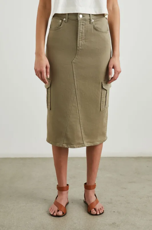 HIGHLAND CARGO SKIRT - WASHED OLIVE sold by Rails