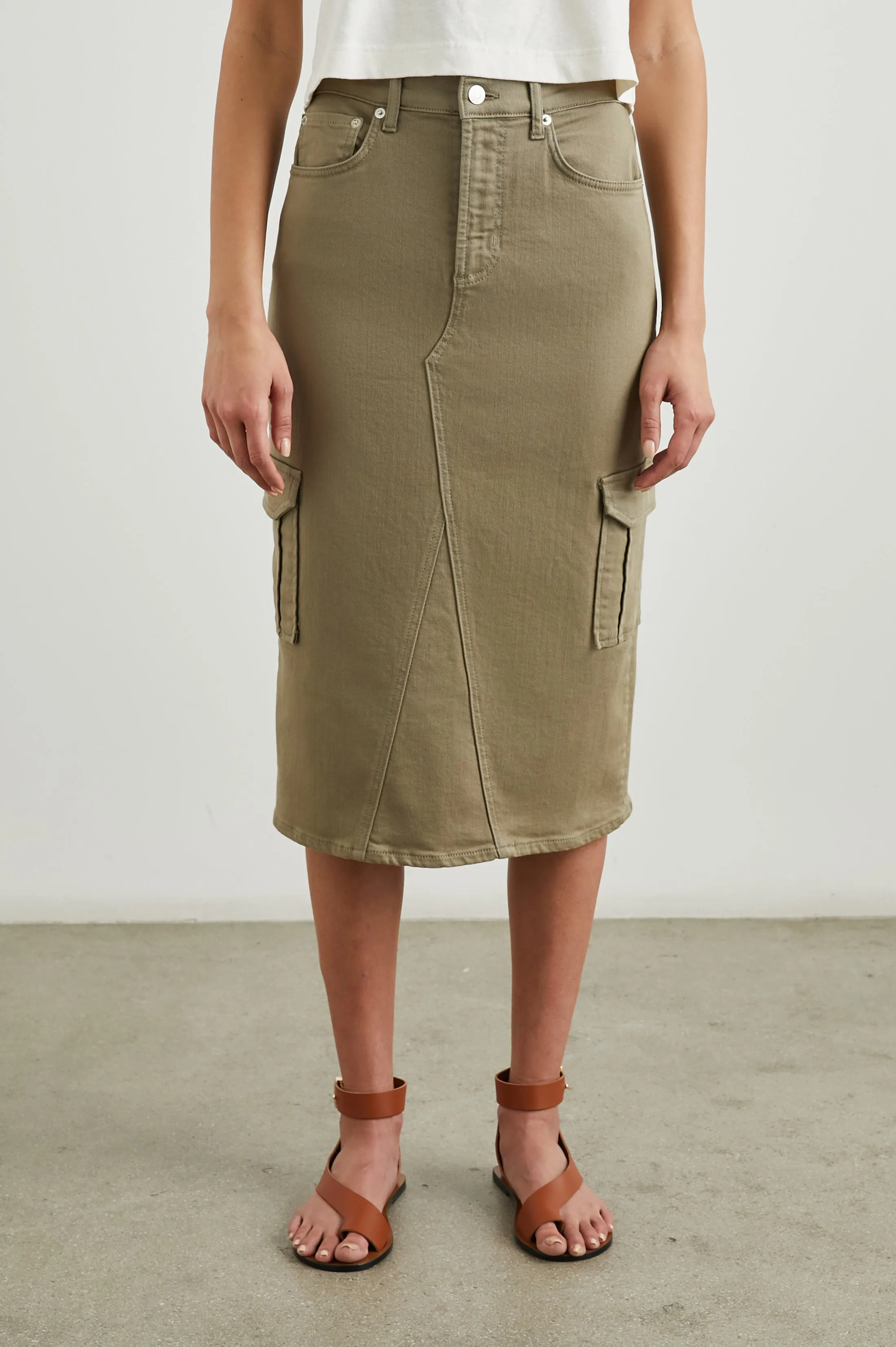 HIGHLAND CARGO SKIRT - WASHED OLIVE sold by Rails