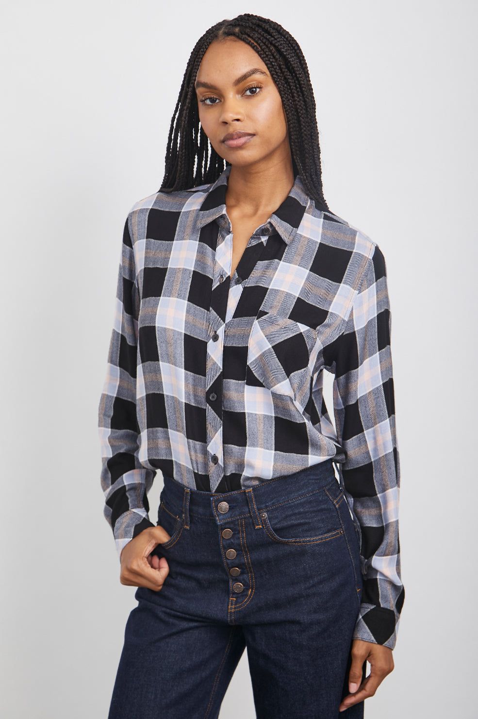 HUNTER SHIRT - ONYX PERWINKLE BLUSH sold by Rails