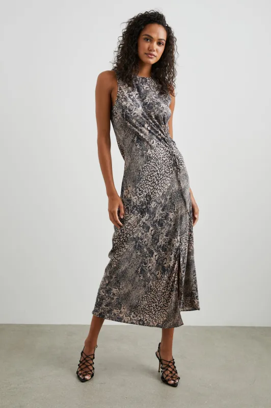 GABRIELLA DRESS - TAUPE MIXED ANIMAL made by Rails