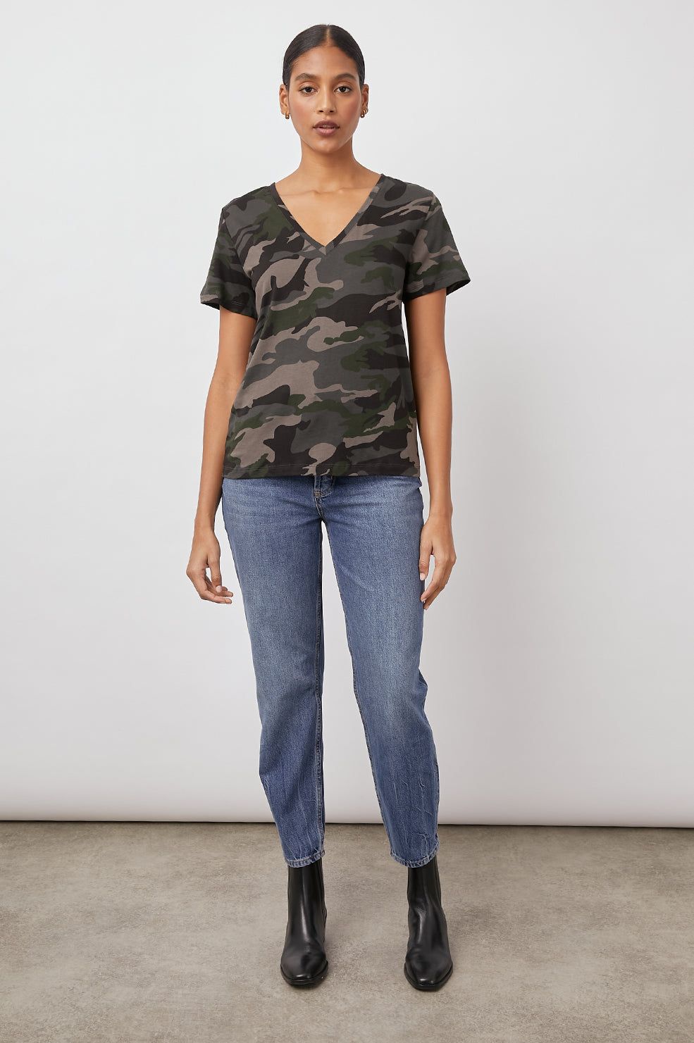 THE CARA V NECK T-SHIRT - FOREST CAMO sold by Rails product image thumbnail 4