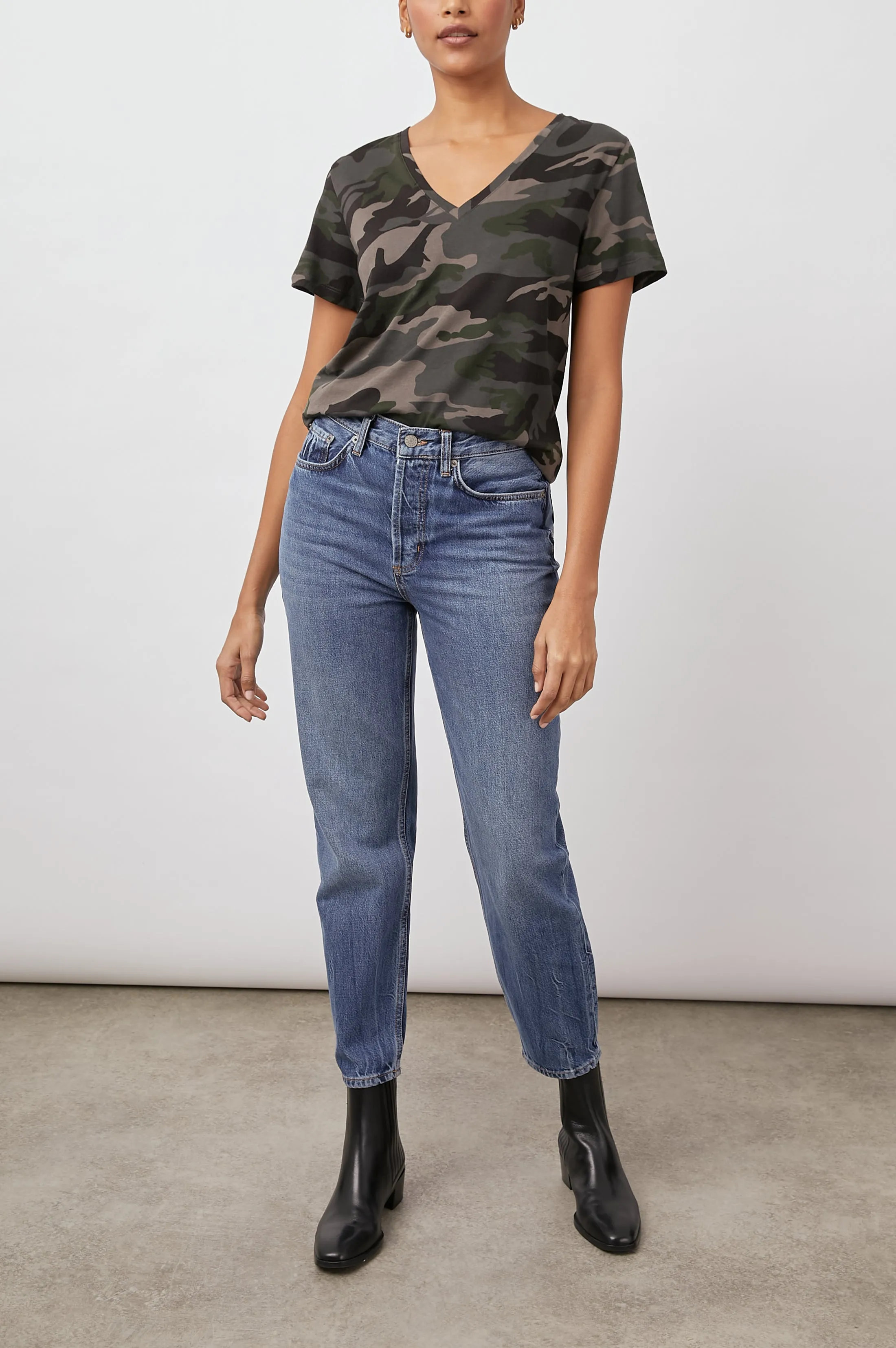 THE CARA V NECK T-SHIRT - FOREST CAMO sold by Rails product image thumbnail 3