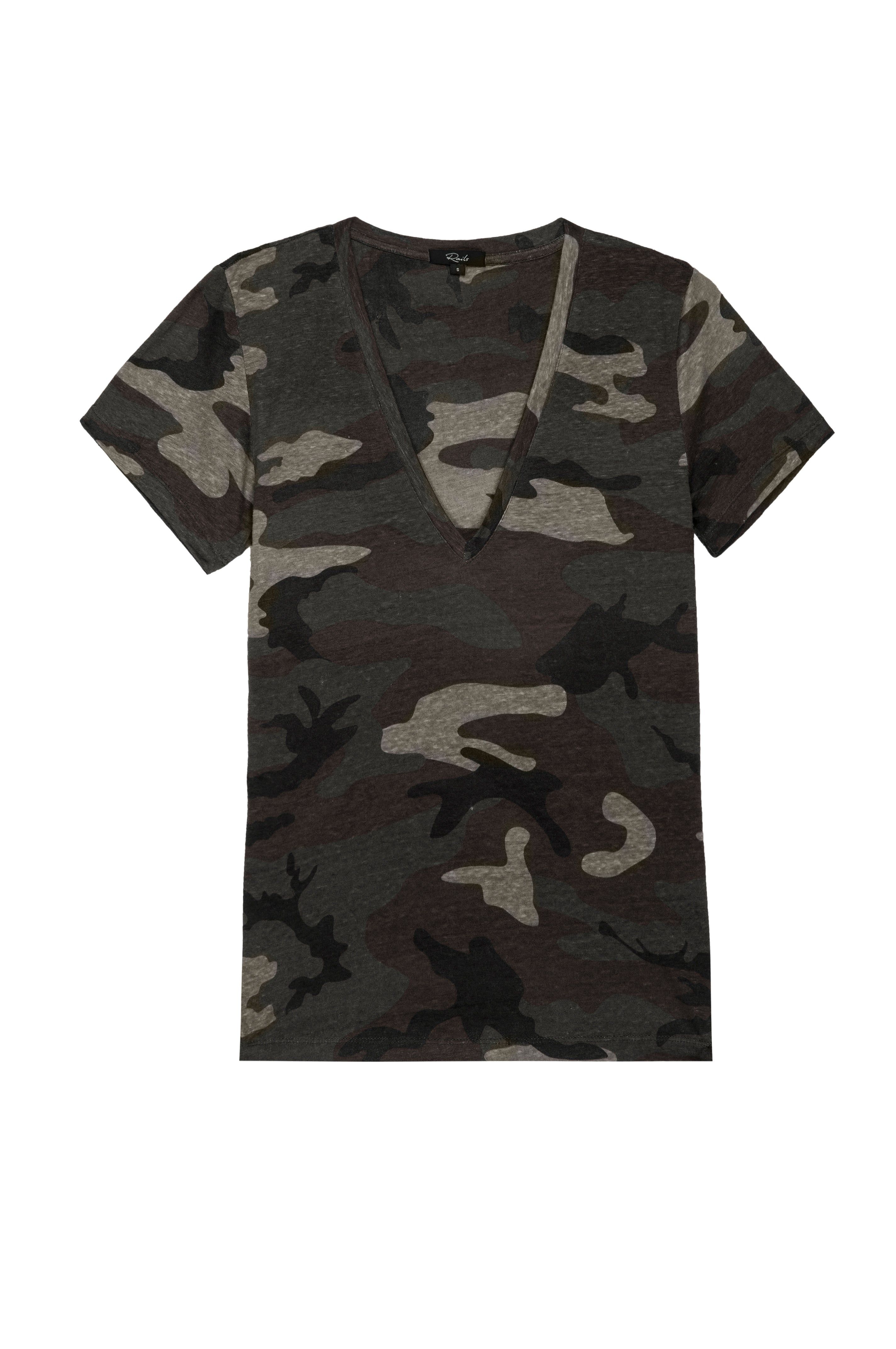 THE CARA V NECK T-SHIRT - FOREST CAMO sold by Rails product image thumbnail 5