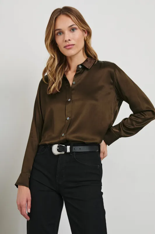 MARIA SHIRT - DARK MOSS sold by Rails