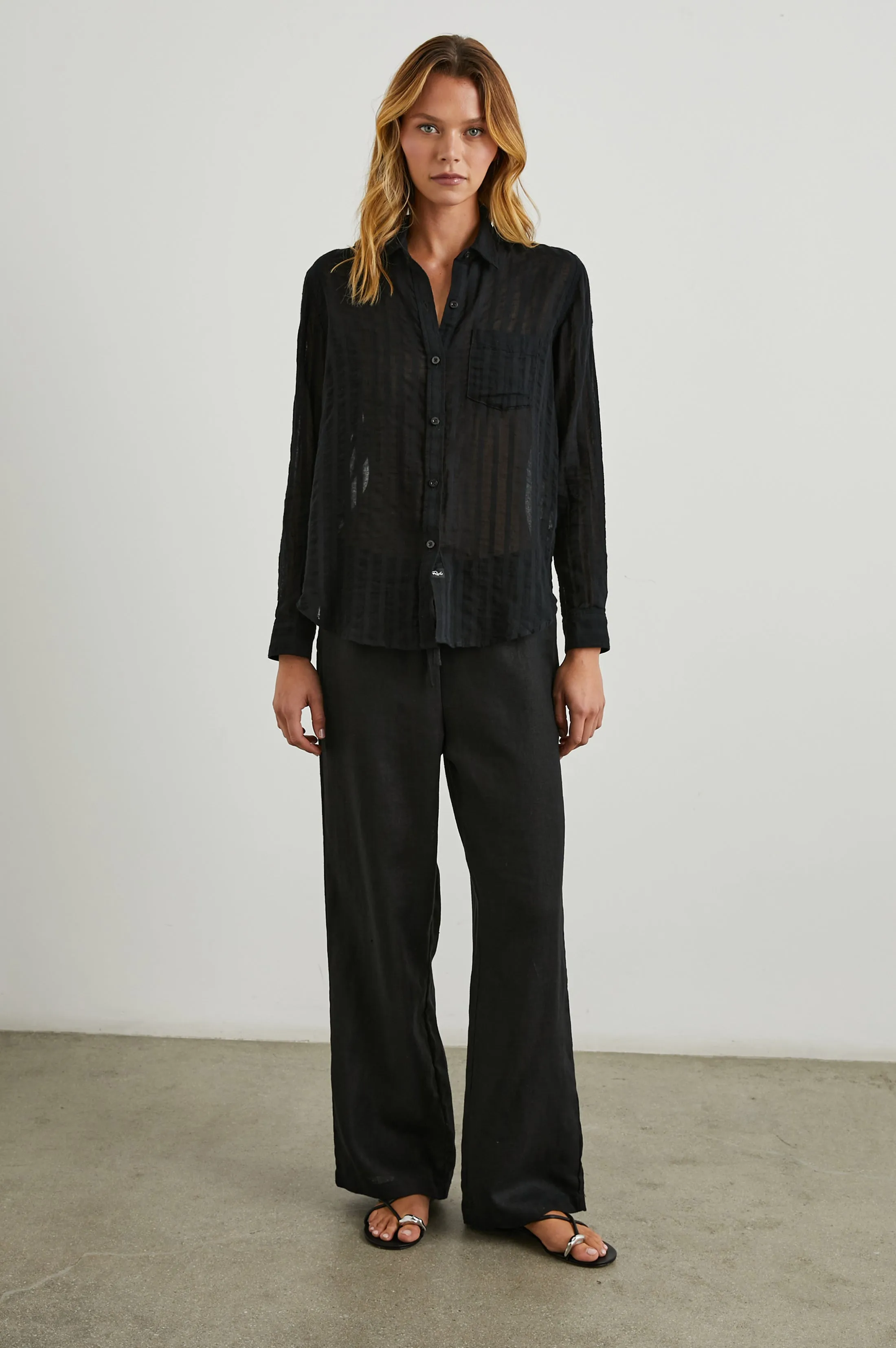 CHARLI SHIRT - BLACK SHADOW STRIPE sold by Rails product image thumbnail 3