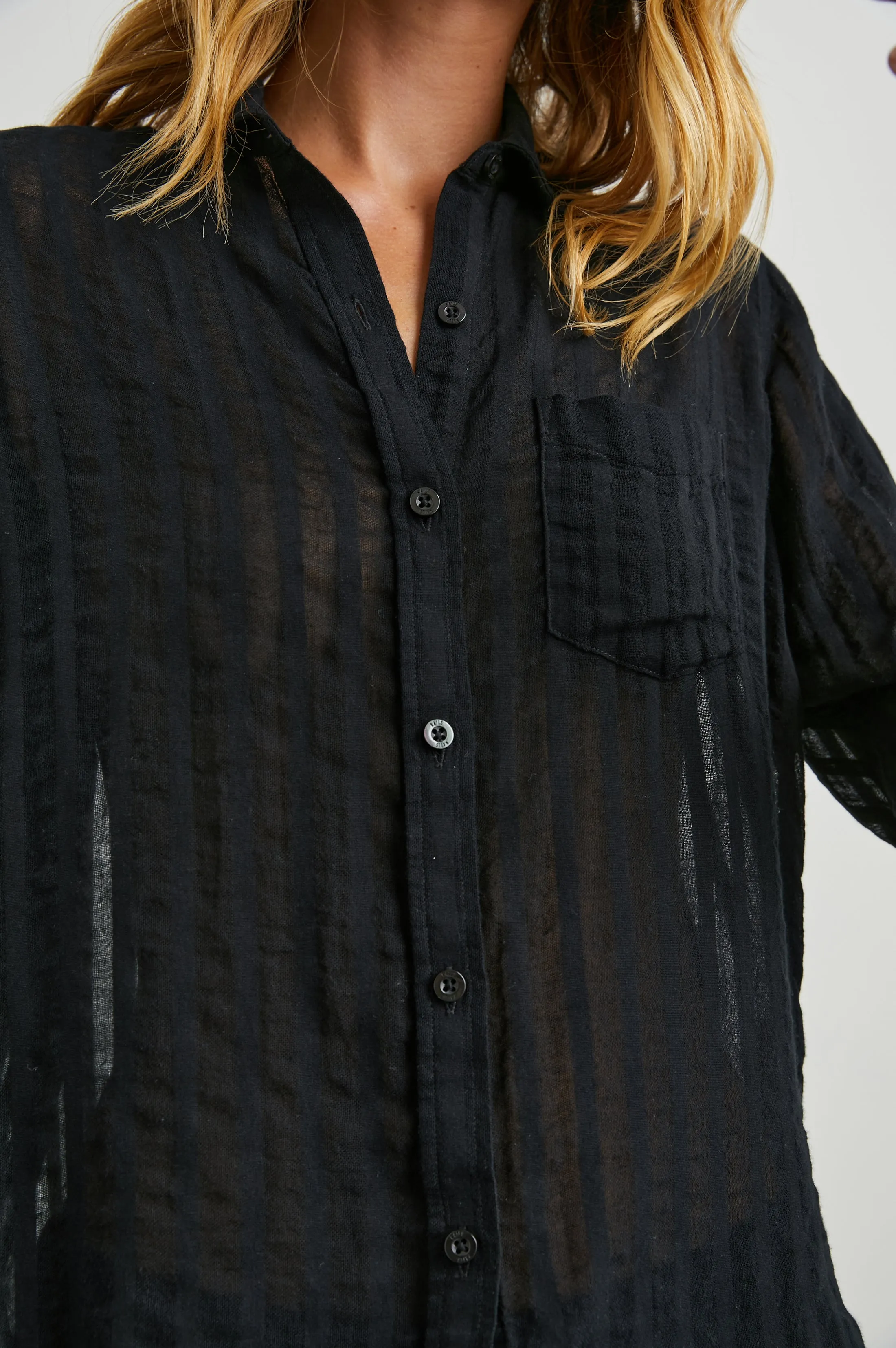 CHARLI SHIRT - BLACK SHADOW STRIPE sold by Rails product image thumbnail 2