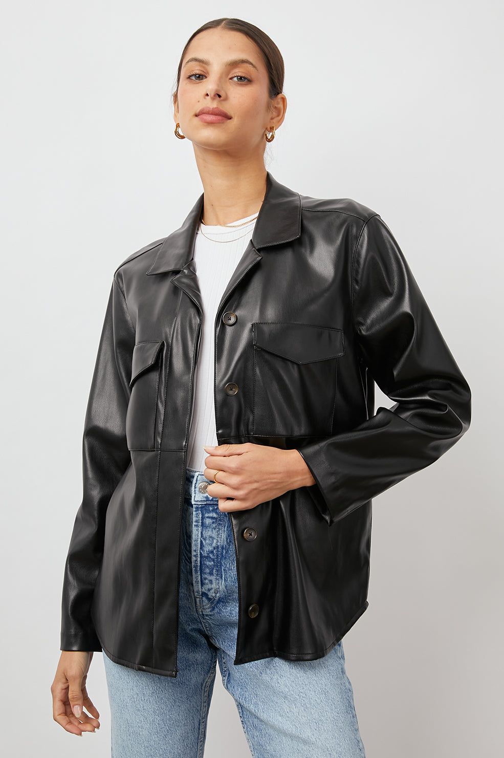 XANDER SHIRT - BLACK sold by Rails