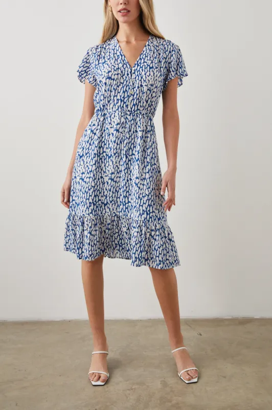 KIKI DRESS - COBALT STATIC LEOPARD sold by Rails