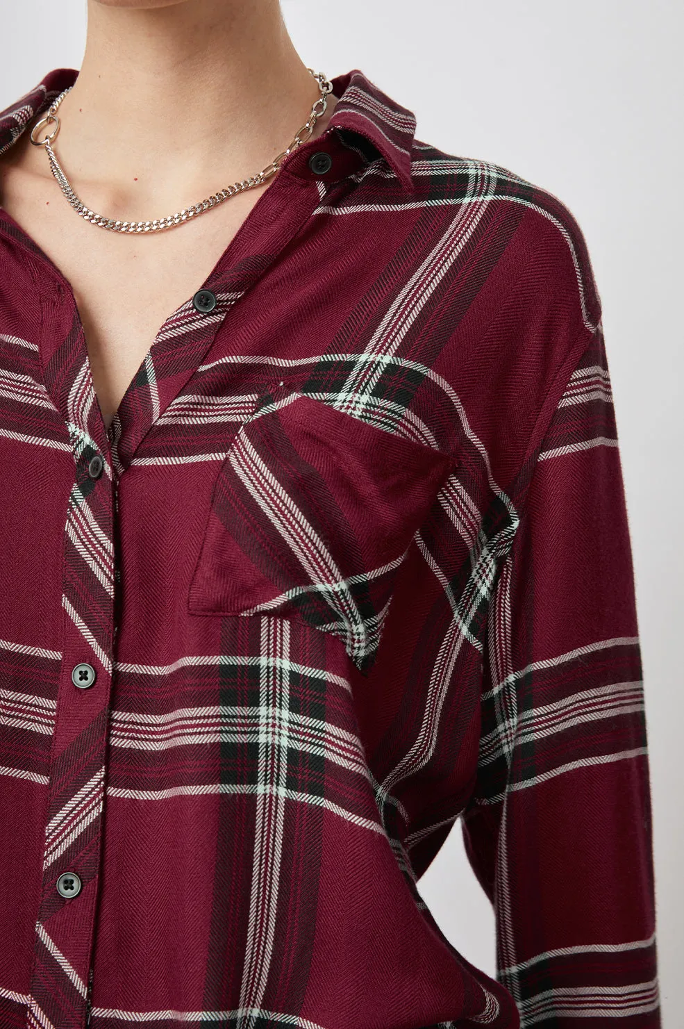 HUNTER SHIRT - SANGRIA BLACK WHITE sold by Rails product image thumbnail 2