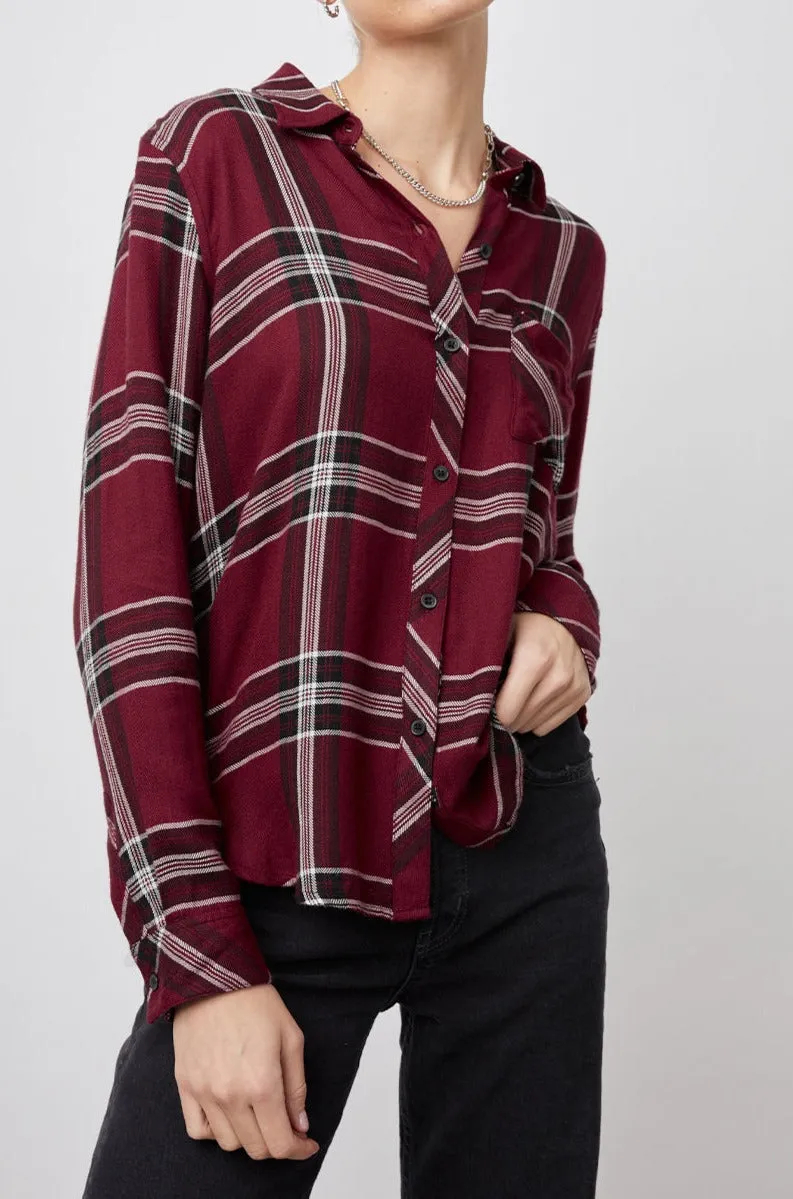 HUNTER SHIRT - SANGRIA BLACK WHITE sold by Rails