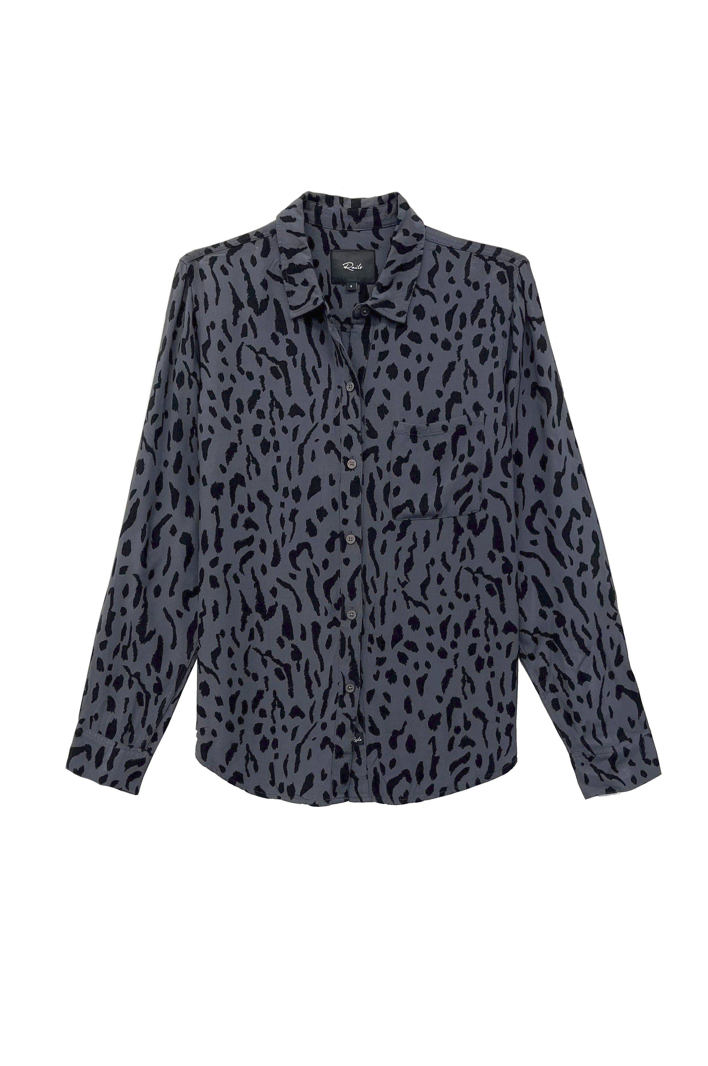 ROCSI SHIRT - CHARCOAL ASH CHEETAH sold by Rails product image thumbnail 6