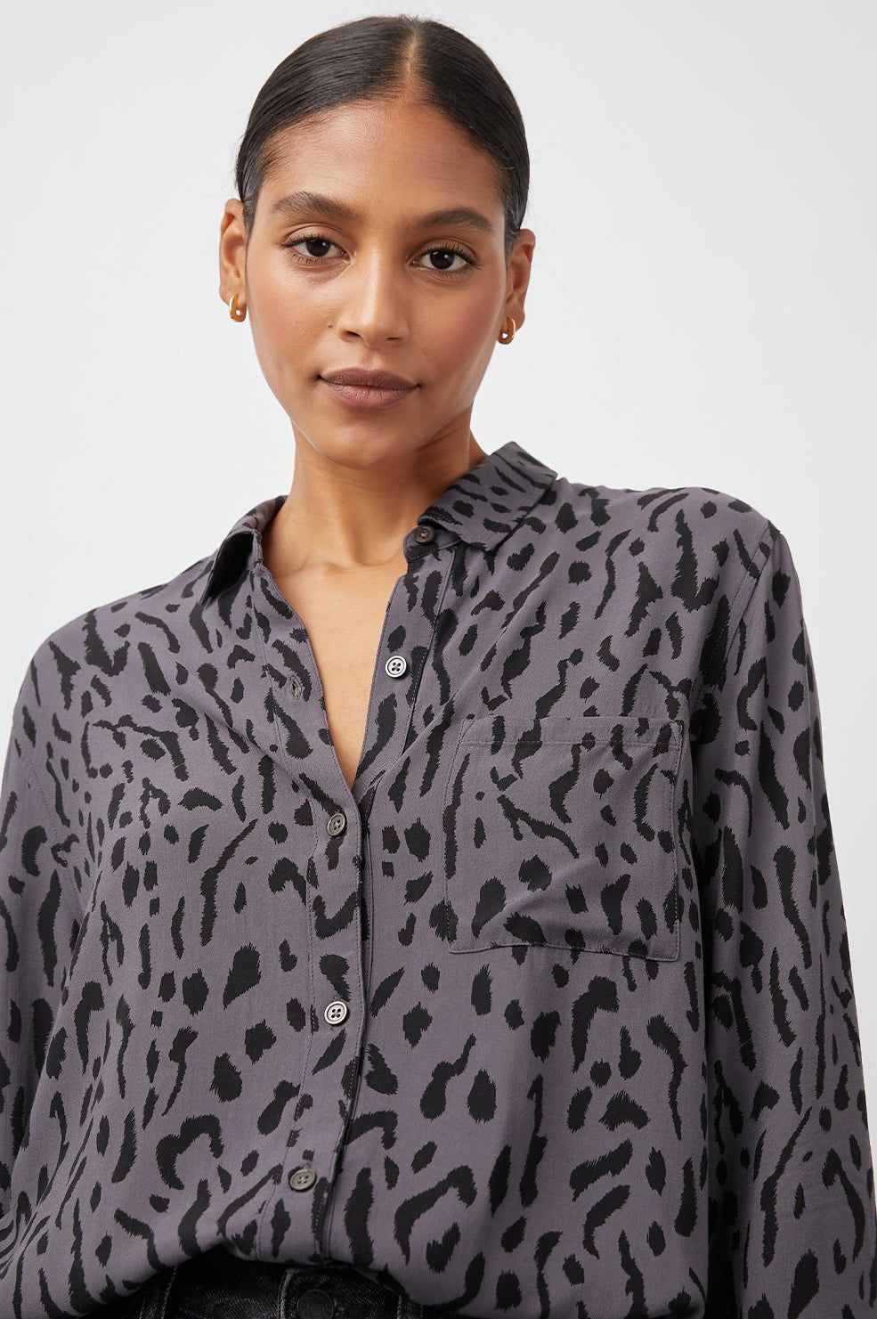 ROCSI SHIRT - CHARCOAL ASH CHEETAH sold by Rails product image thumbnail 2