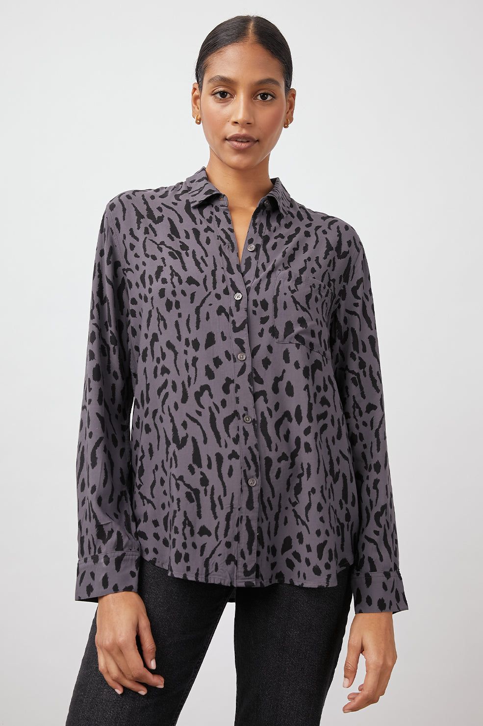 ROCSI SHIRT - CHARCOAL ASH CHEETAH sold by Rails product image thumbnail 4