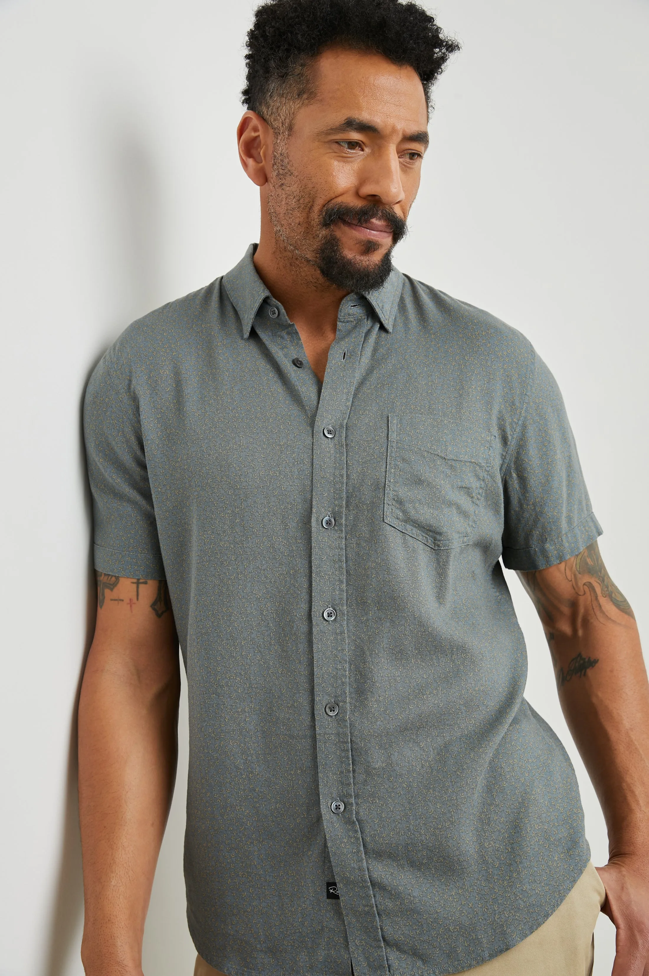 CARSON SHIRT - IVY CALICO CERULEAN sold by Rails