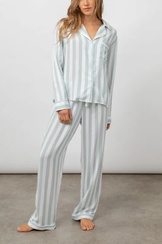 CLARA PAJAMA SET - SAGE MULTI STRIPE made by Rails