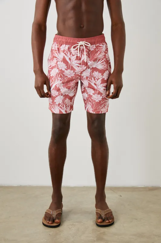 KIAN SWIM SHORT - JUNGLE FOLIAGE RED sold by Rails