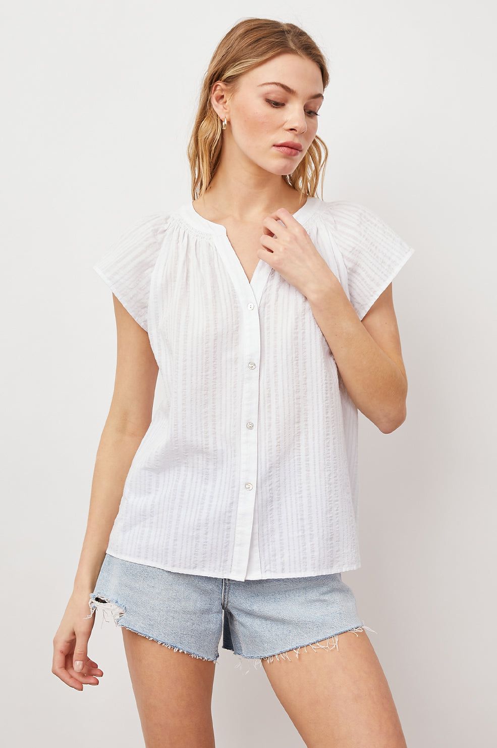 ALENA TOP - POWDER STRIPE sold by Rails