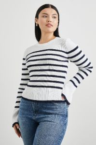 GEMMA SWEATER - IVORY NAVY STRIPE sold by Rails