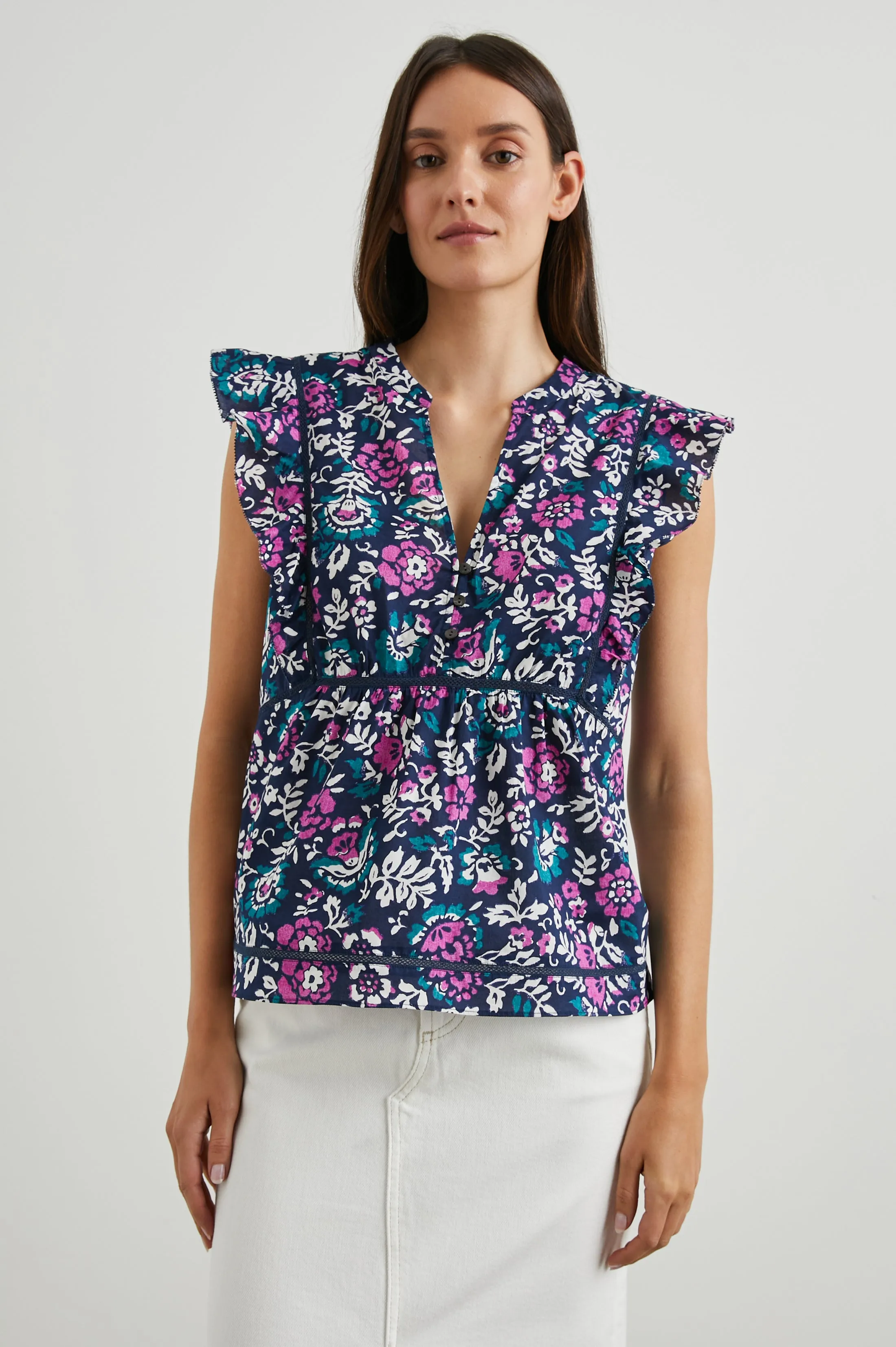 MISHA TOP - WOODBLOCK FLORAL sold by Rails