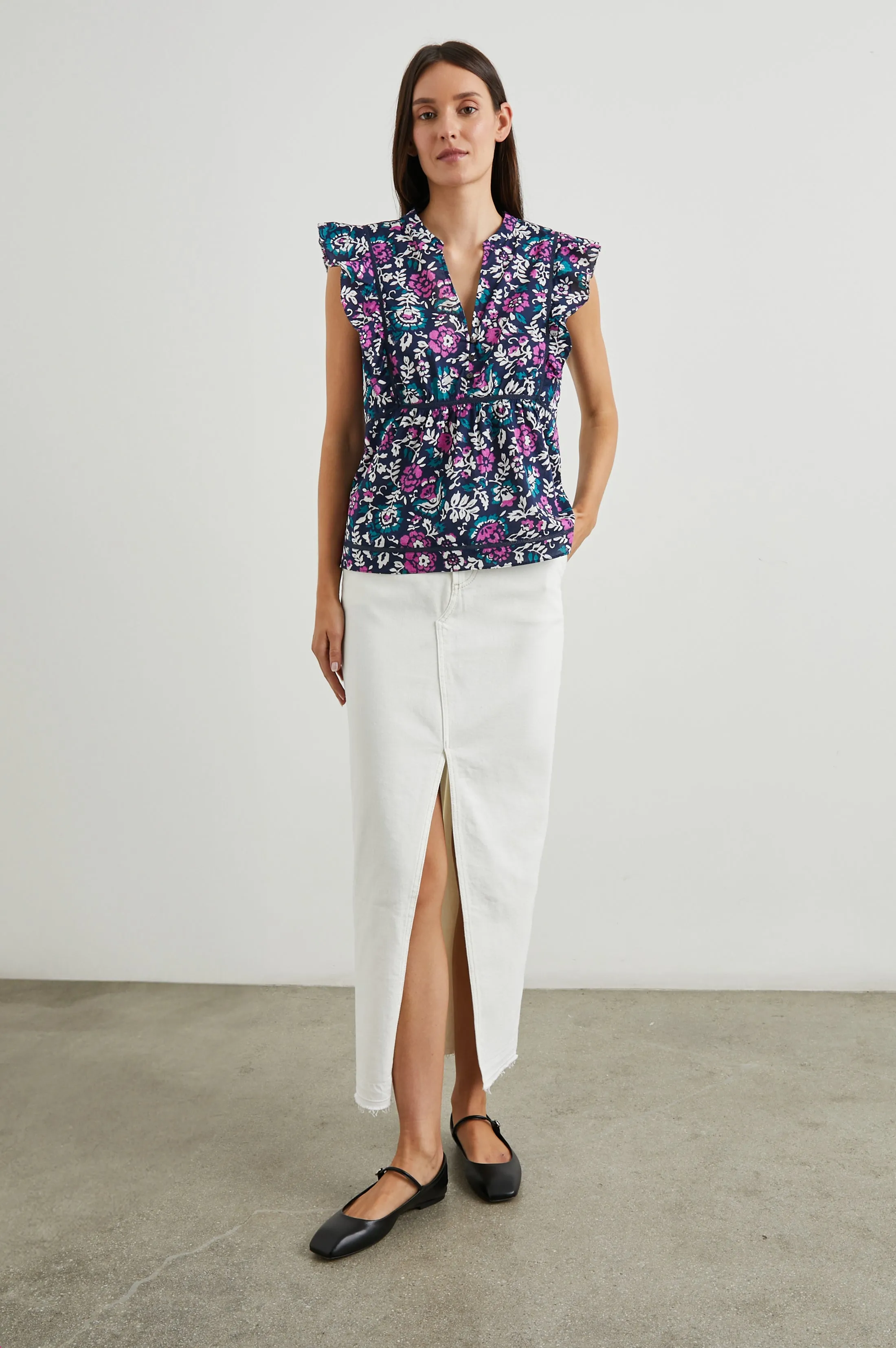 MISHA TOP - WOODBLOCK FLORAL sold by Rails product image thumbnail 4