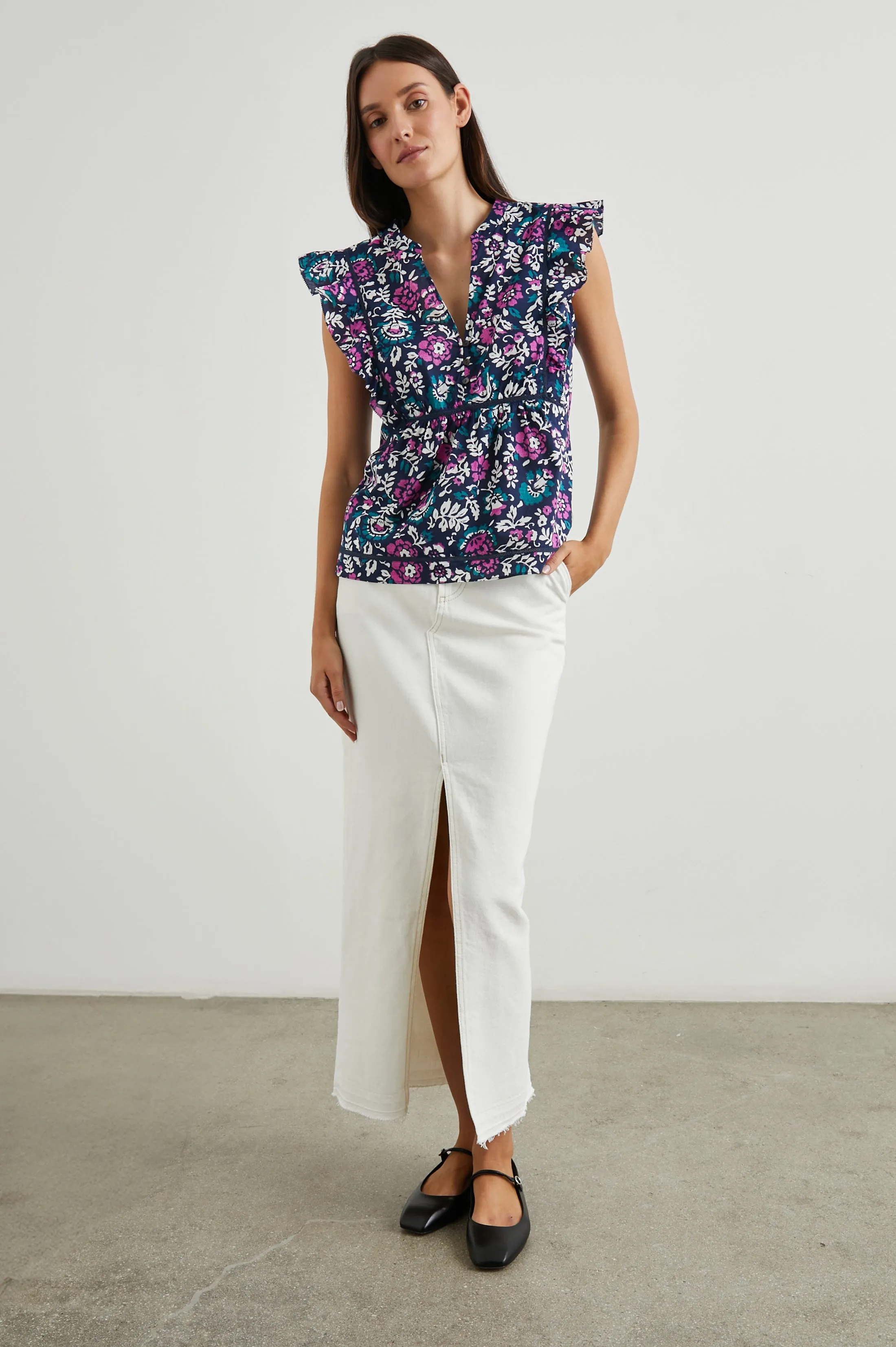 MISHA TOP - WOODBLOCK FLORAL sold by Rails product image thumbnail 3