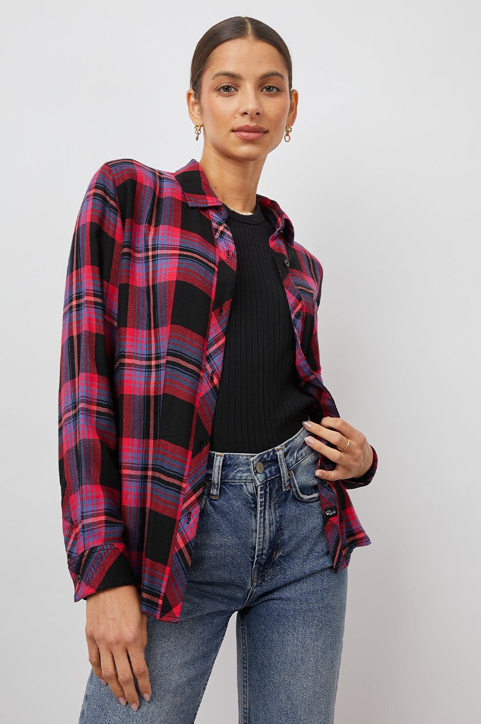 HUNTER SHIRT - BLACK CORAL TEAL sold by Rails