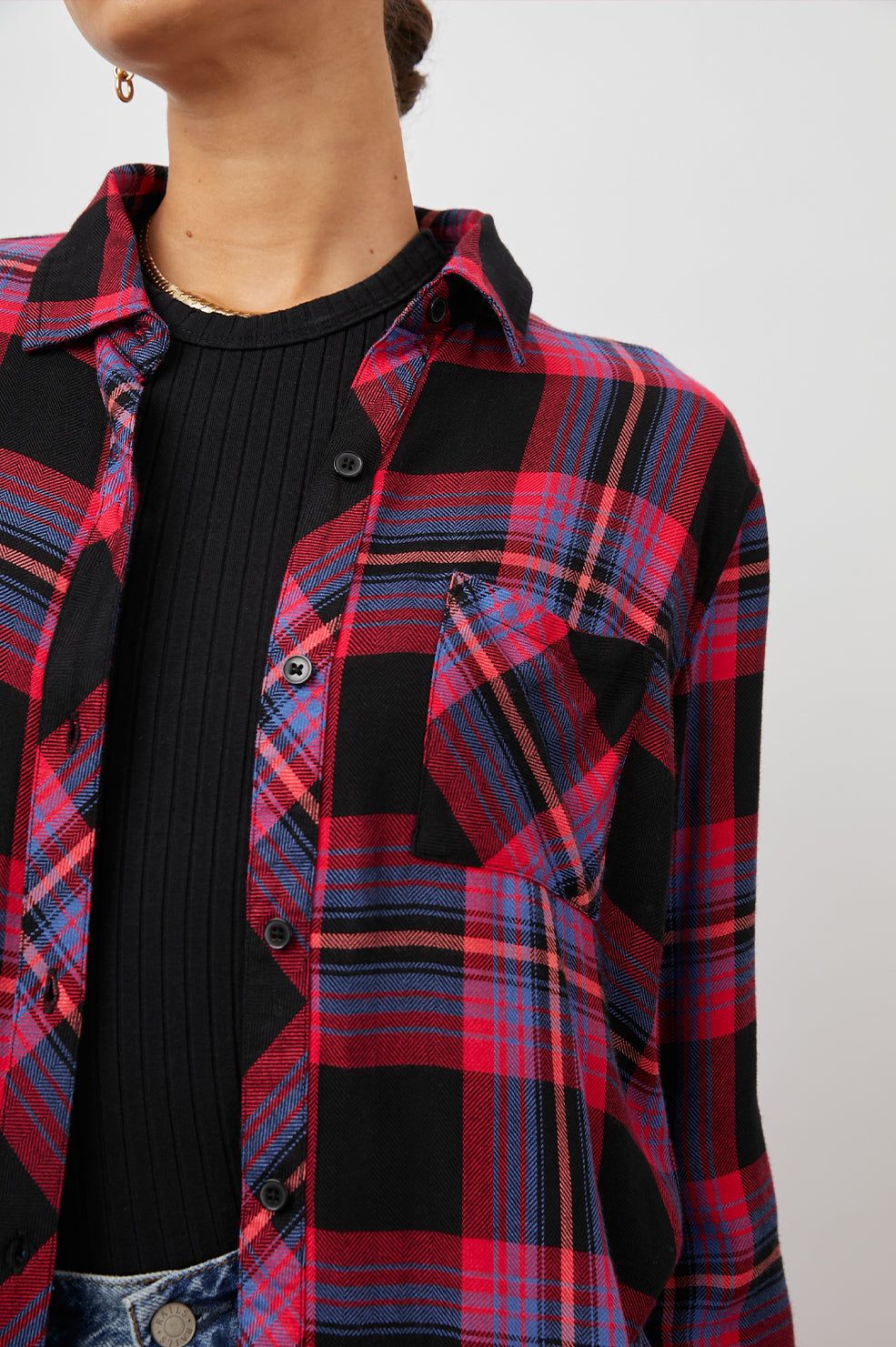 HUNTER SHIRT - BLACK CORAL TEAL sold by Rails product image thumbnail 2