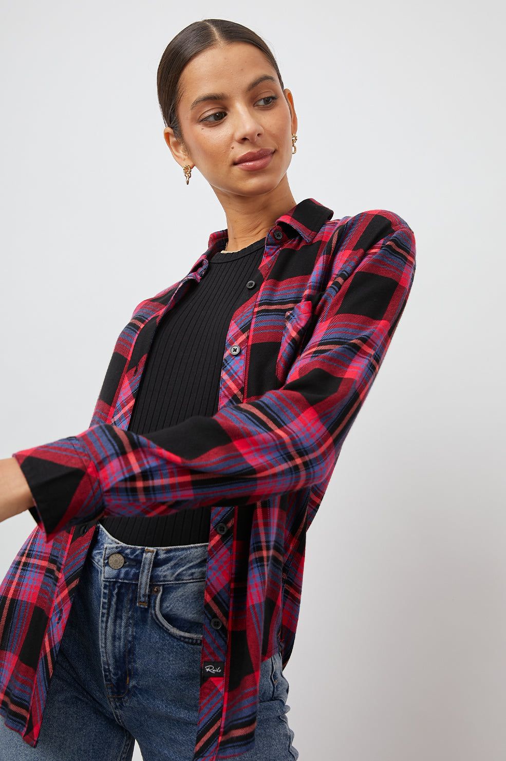 HUNTER SHIRT - BLACK CORAL TEAL sold by Rails product image thumbnail 4