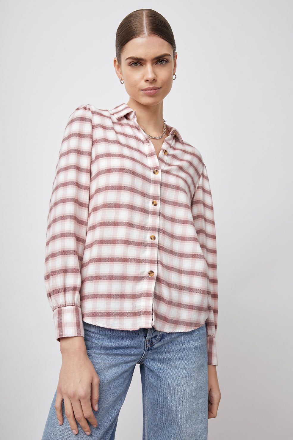 ANGELICA SHIRT - MAUVE ROSE IRON sold by Rails product image thumbnail 3