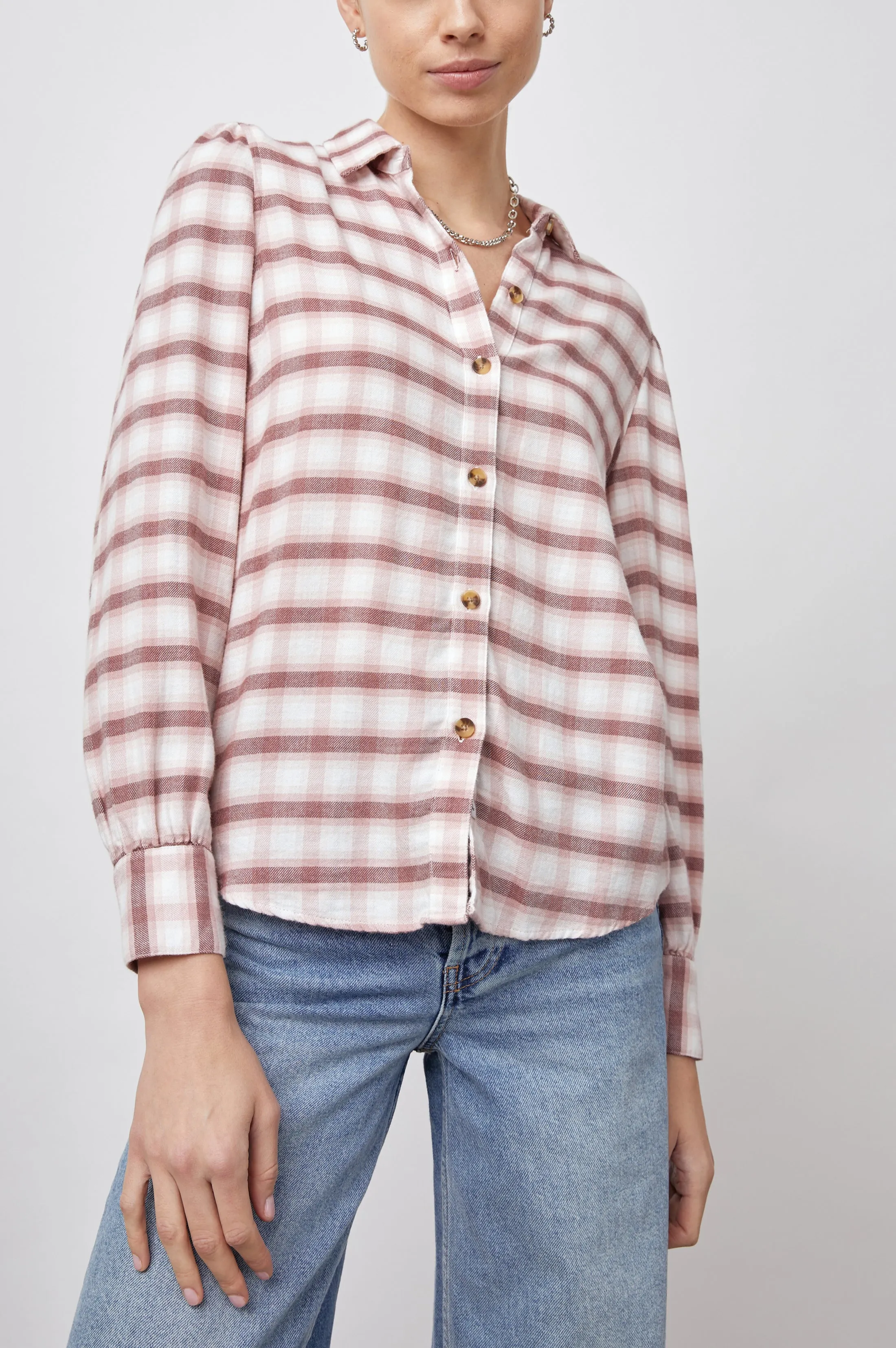 ANGELICA SHIRT - MAUVE ROSE IRON sold by Rails product image thumbnail 4