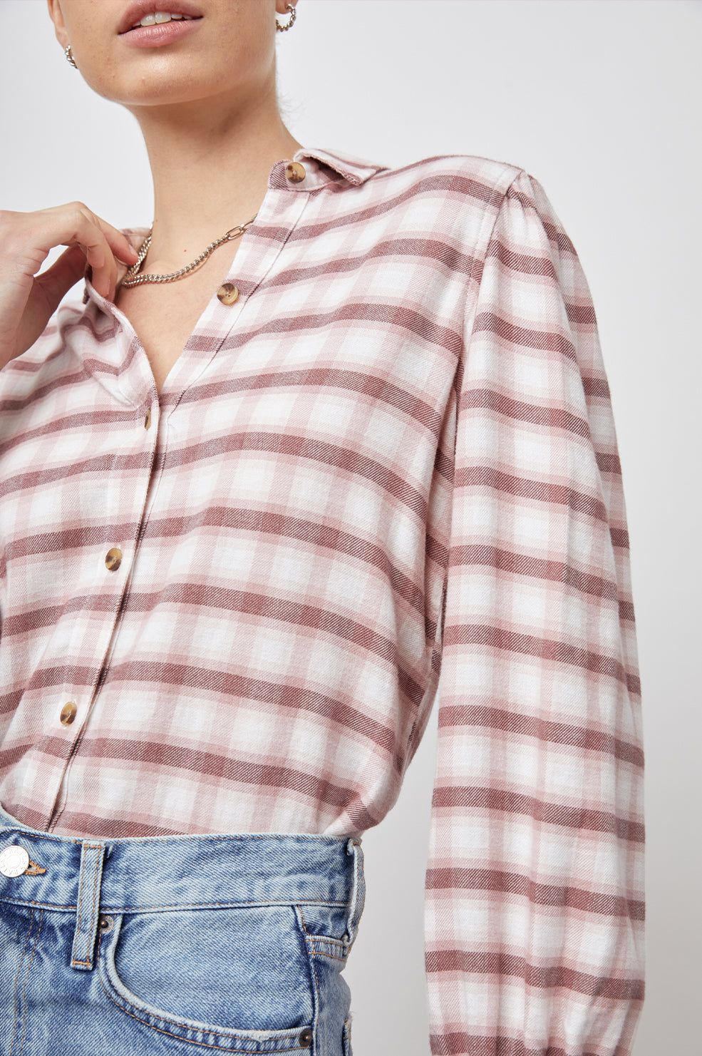 ANGELICA SHIRT - MAUVE ROSE IRON sold by Rails product image thumbnail 2